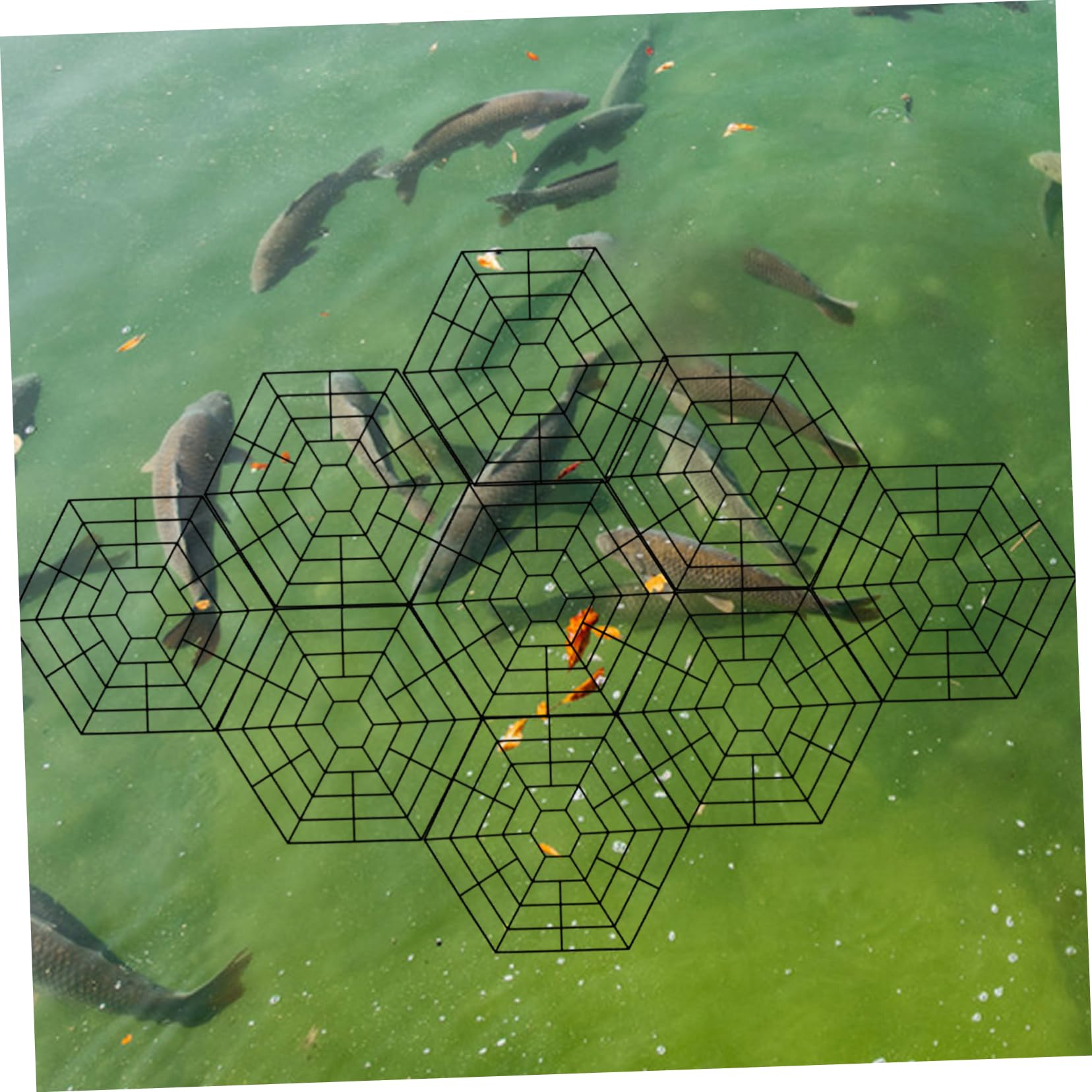 UPKOCH 15piezas Protección para Peces Hexagonales De Plástico para Estanques Pequeños Disuasorio De Garzas para Estanques Al Aire Accesorios De Seguridad para De Peces