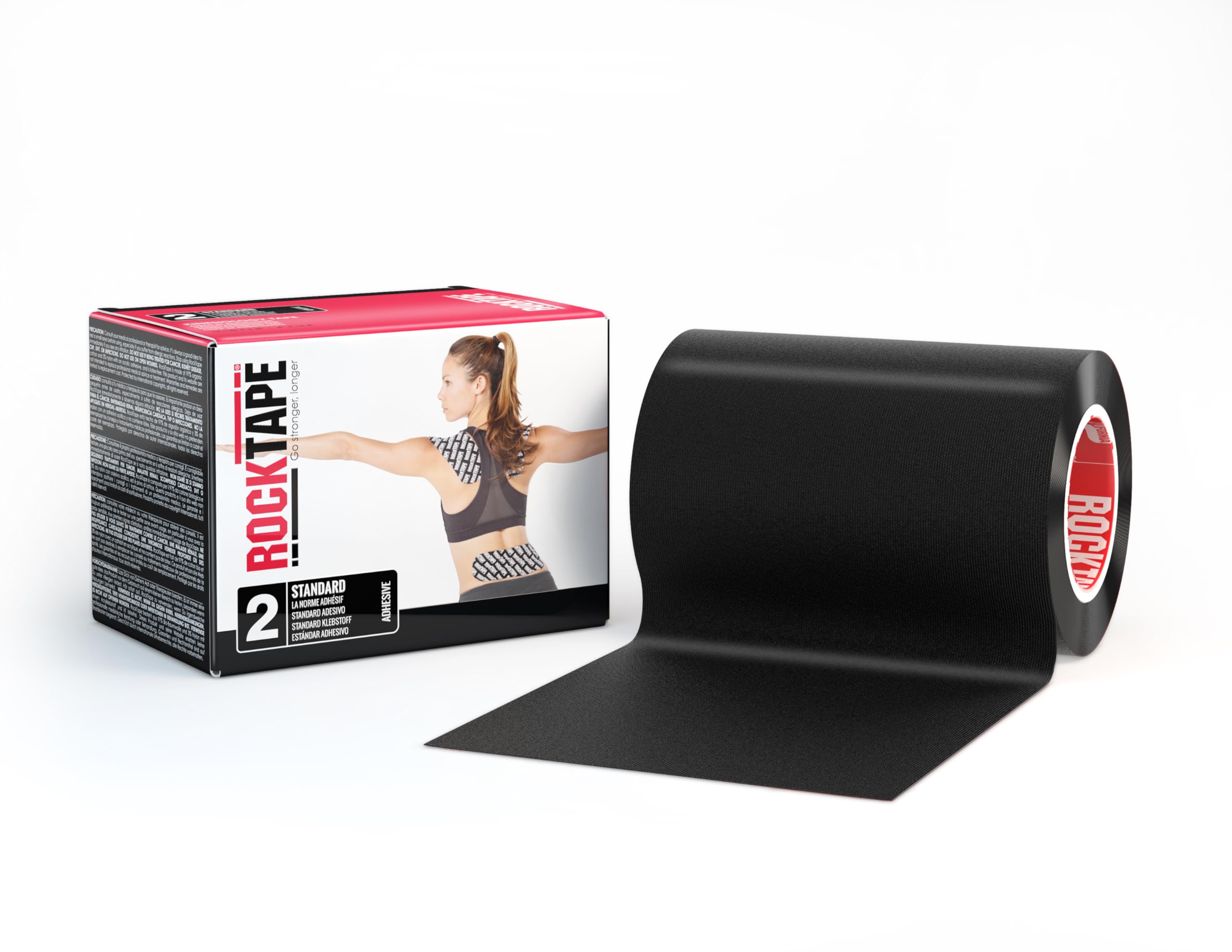 RockTape Mini Big Daddy Roll Pre-Cut Kinesiology Tape (10x5cm) - Elastic Therapeutic Sports Tape for Shoulder, Ankle, Elbow, Wrist, Shin Splints, Knee - Latex Free - Black