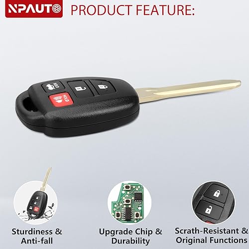 Miniatura 6 de NPAUTO Llavero de repuesto para Toyota Corolla 2014 2015 2016 2017 2018 2019, Toyota Camry 2014-2017, Toyota Tacoma 2016-2018, llavero de automóvil