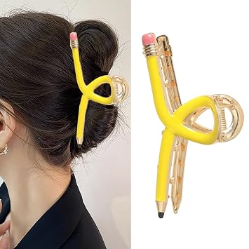 Yellow Pencil Hair Clips for Women and Girls Funny Teacher Hair Claw Clips Back To School Funny Jaw Barrettes Hair Accessories for Teachers Appreaction Present