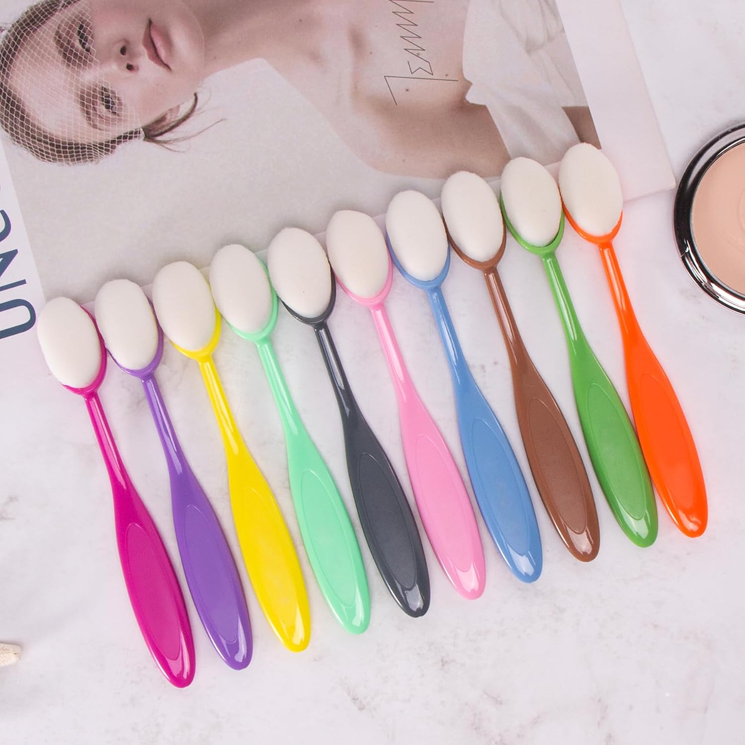 10 Color Professional Oval Ink Blending Brushes for Card Making, Crafting, and Paper Projects,Brush Head Diameter 0.86"