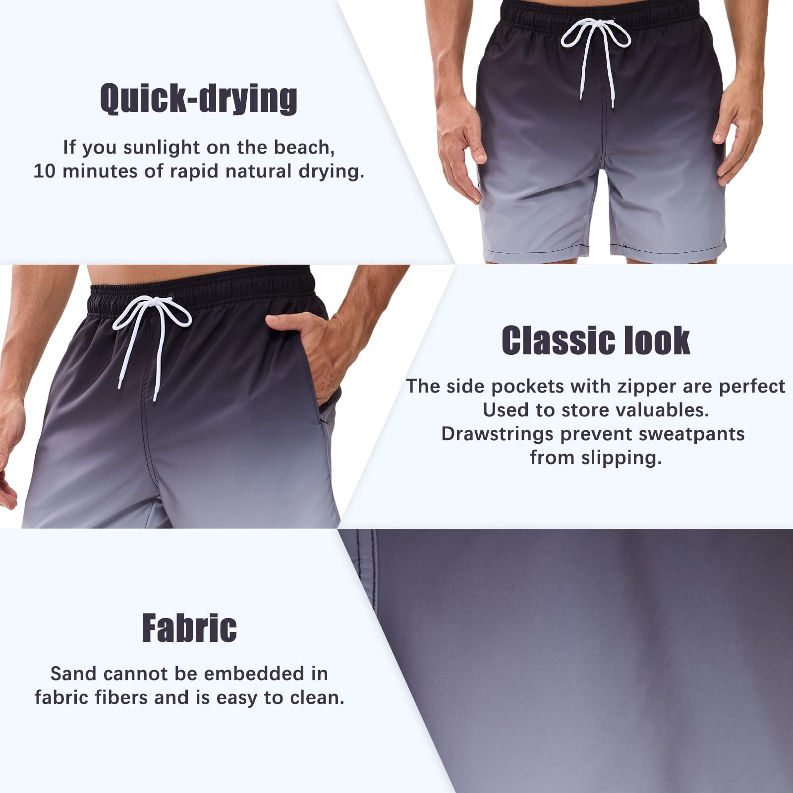 EDOTON Costumi da Bagno Uomo, Leggeri ad Asciugatura Rapida Costume Piscina Uomo Lungo Impermeabili Costume Uomo Mare con Cintura Regolabile e Tasche/Nuoto/Surf/Casual