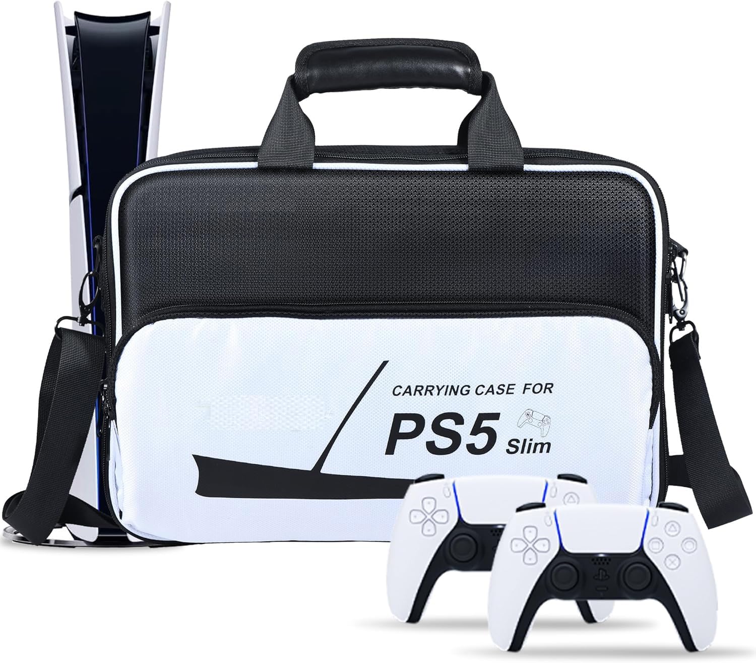 New World for PS5 Slim Travel Bag Storage Bag ,Carrying Case for PS5 Slim, Large Capacity Protective Storage Bag Travel Bag Compatible with PlayStation 5 Slim Console and Controllers ( Only Bag)-picture-13