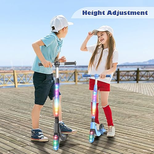 Miniatura 5 de Patineta eléctrica para niños de 6 a 12 años con scooters plegables con luz de 3 a 5 años, scooter de patada para niños pequeñosgrandes con manillar