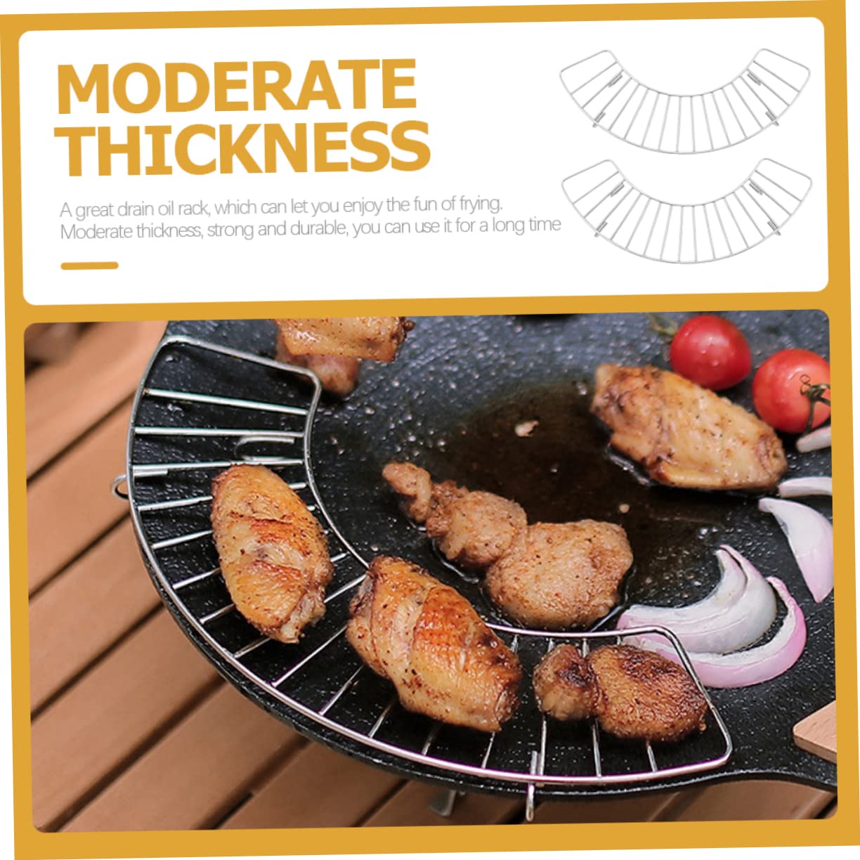 COLLBATH 2pcs Stainless Steel Semi-drip Rack for Oil Drainage Grease Catcher for Frying for Home Camping and Restaurants Food-grade Material Easy to Use