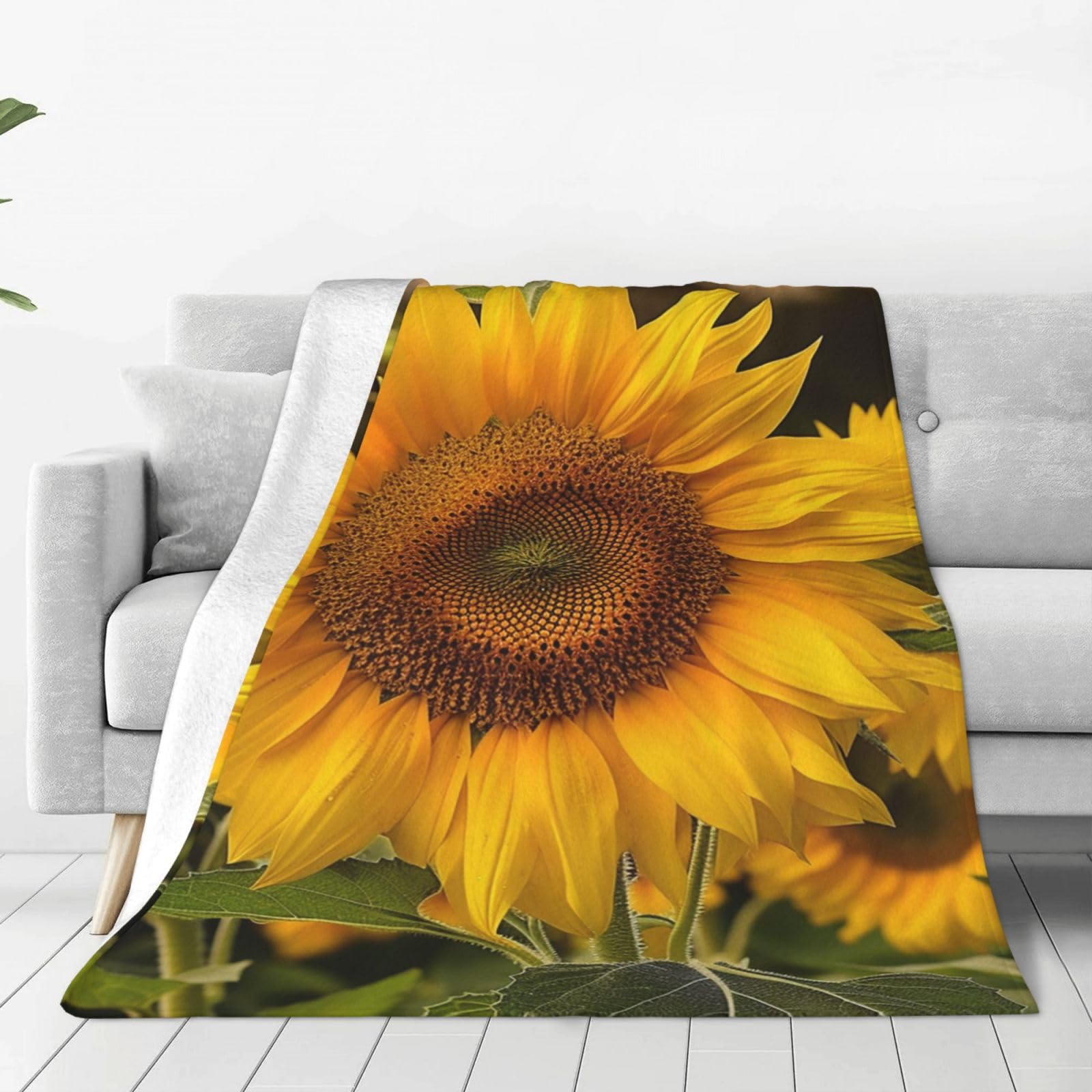 Couverture polaire ultra douce plaid chaud et léger jaune pour lit et canapé 127x101 cm
