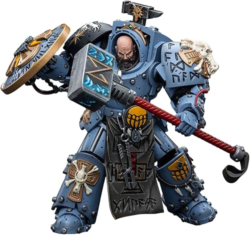 Miniatura 2 de JoyToy 118 Warhammer 40,000 Figura de acción pre-pedido Space Wolves Arjac Rockfist Feirros Collection Model (4.2 pulgadas)