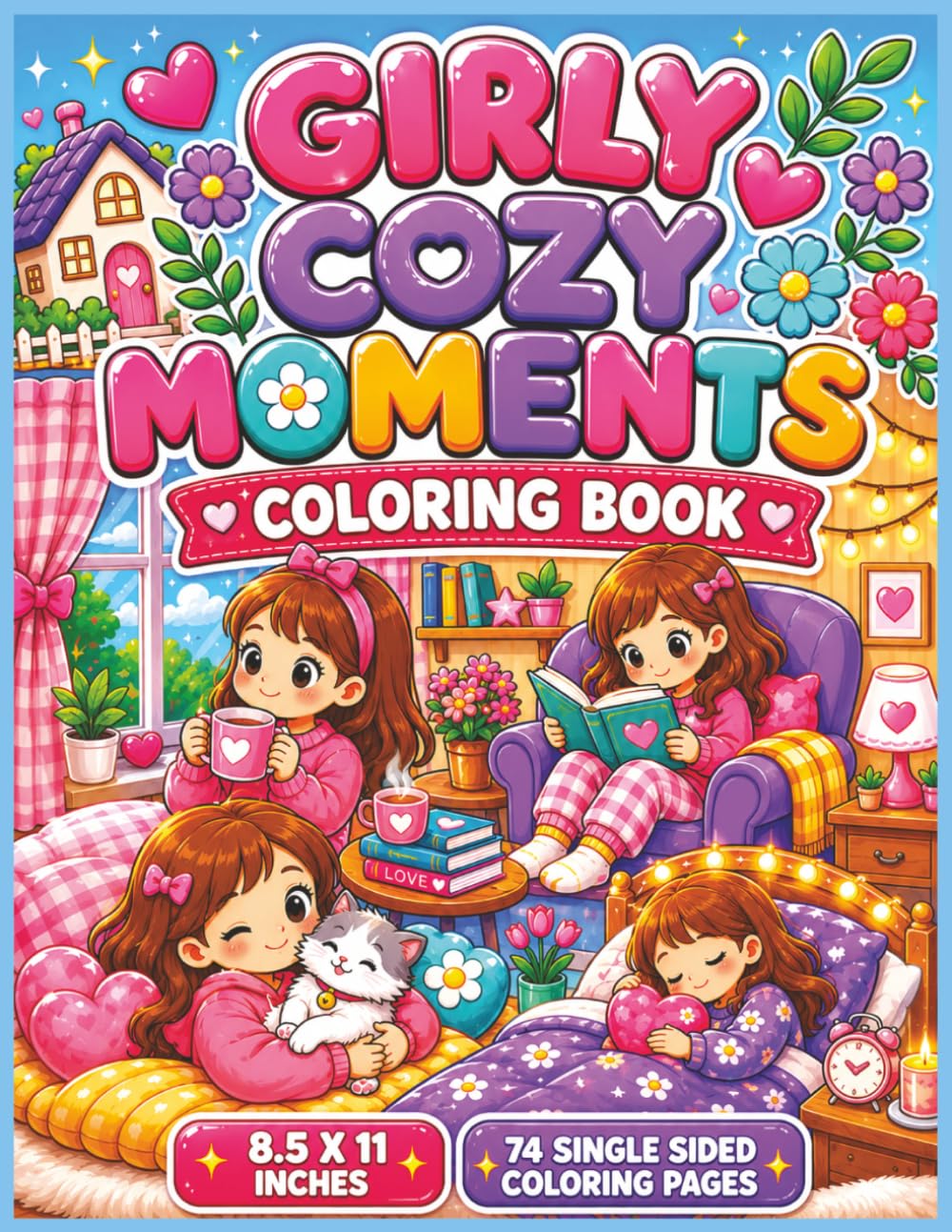 Cozy Girly Moments Coloring Book: A Relaxing Collection of Cute, Stylish, and Heartwarming Scenes Filled with Self-Care, Friendship, Fashion, Coffee Breaks, Cozy Spaces, and Everyday Joys...