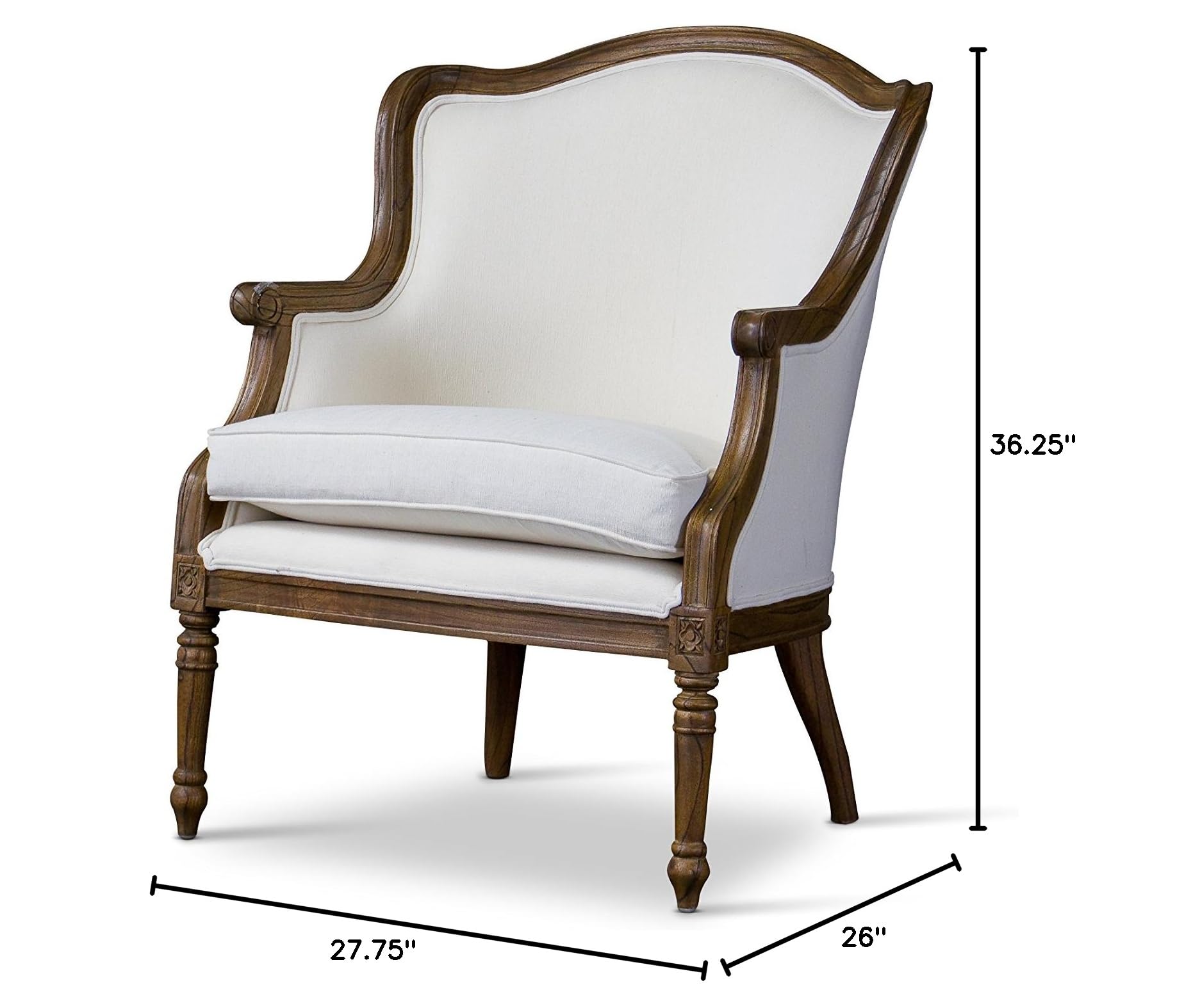 Baxton Studio Charlemagne Traditional French Accent Chair, White