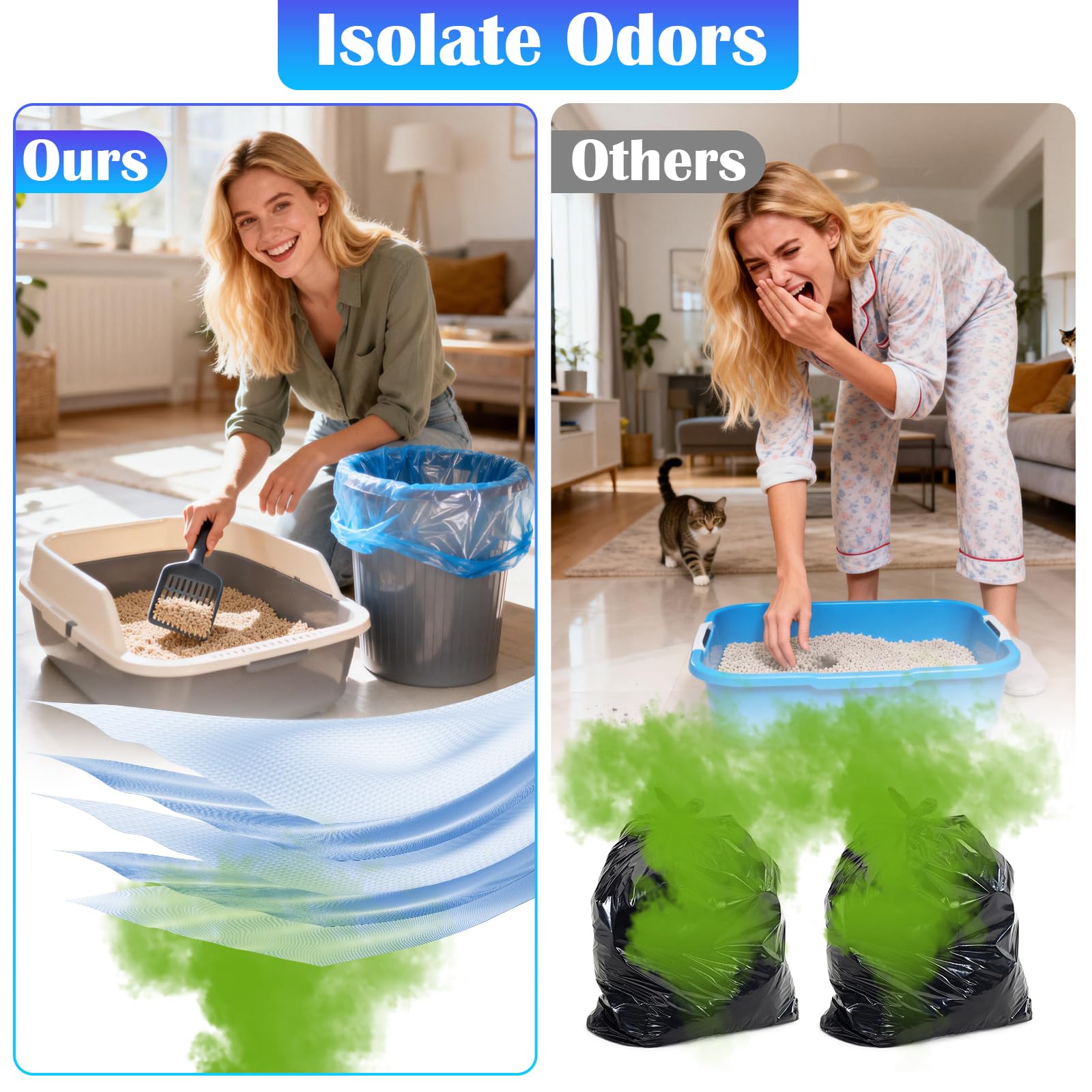 20 Pièces Recharge Poubelle a Couche, 4.5m Sacs à Litière pour Chats, Résistance Barrière Anti-Odeurs, Compatible avec Litter Genie LitterLocker, Tous Les Types de Recharges