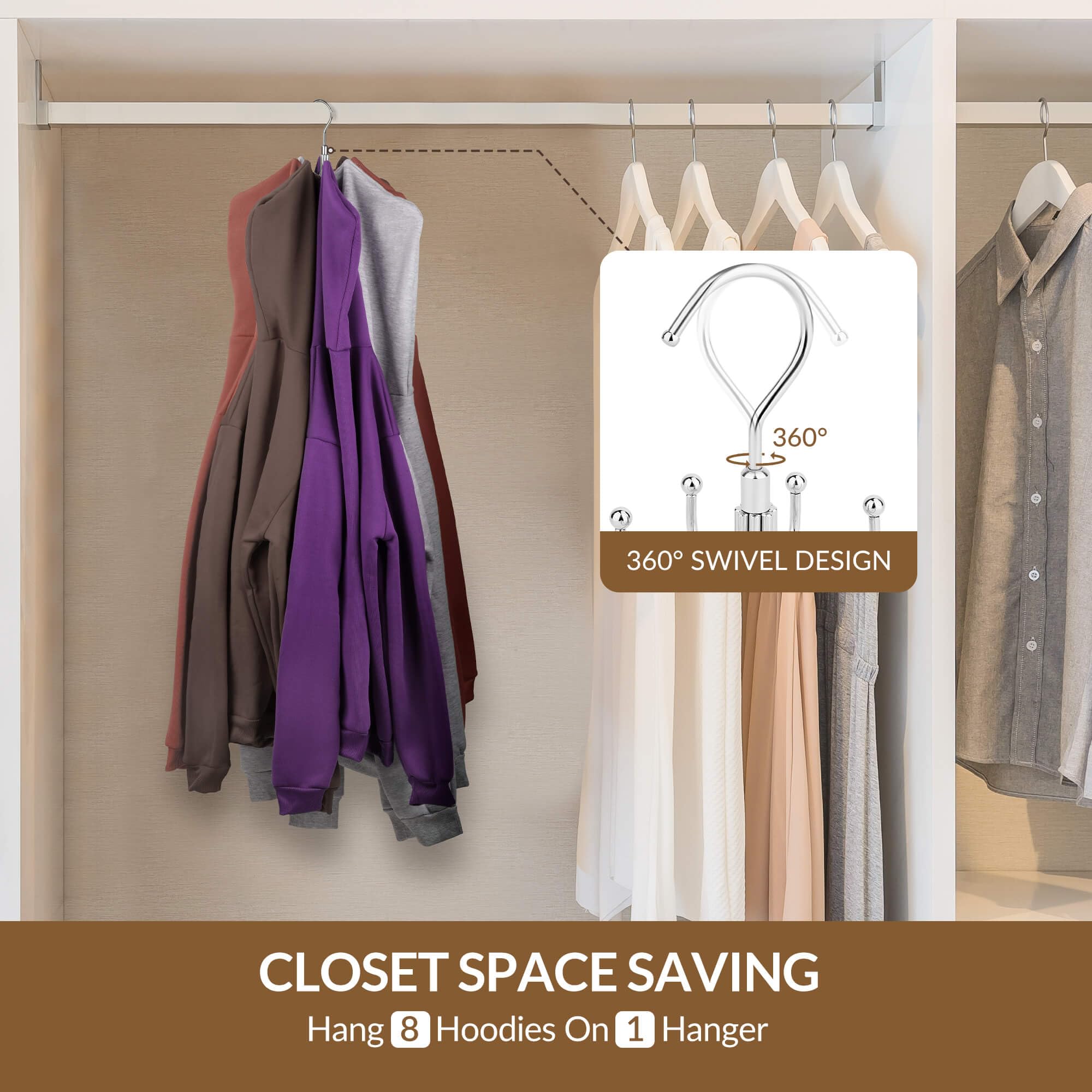 Amazon.com: ZEDODIER Hoodie Hangers, Rotatable Hoodie Organzier