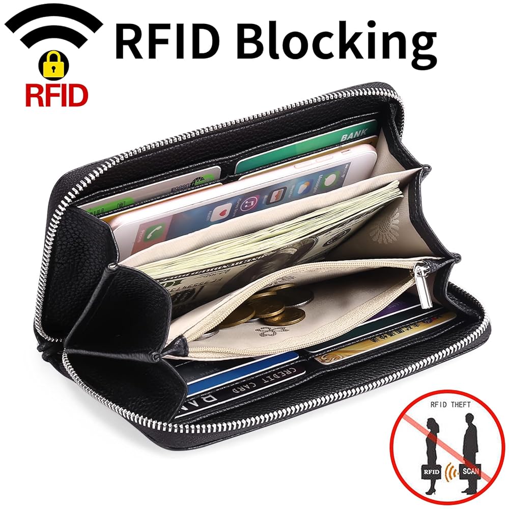 Portafoglio Donna In Pelle Con Blocco RFID GOIACII - 18 Slot Carte, Doppia Cerniera - Foto 5