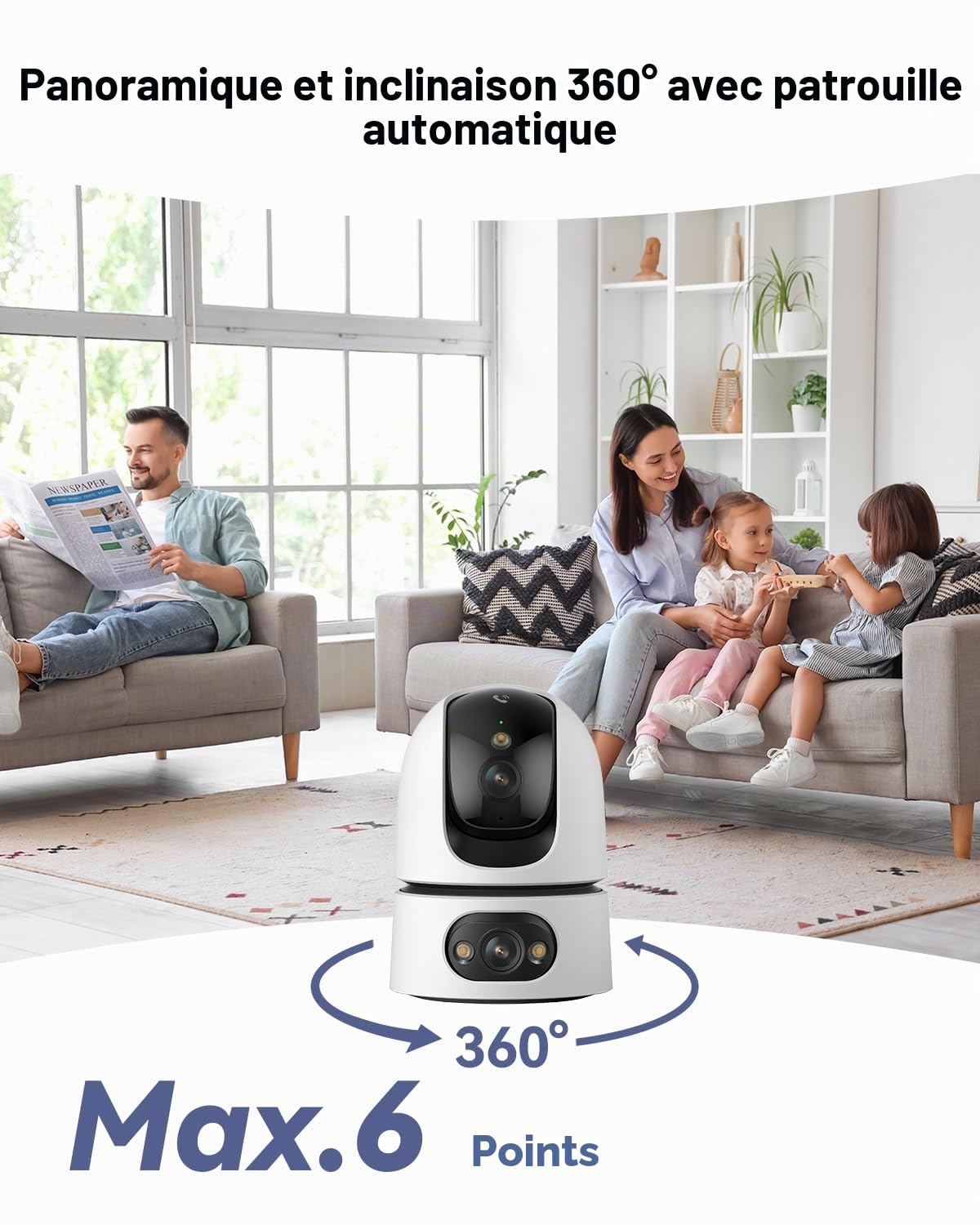Imou 3K(3MP+3MP) Lot 2 Caméras Surveillance WiFi Intérieur Double Objectif