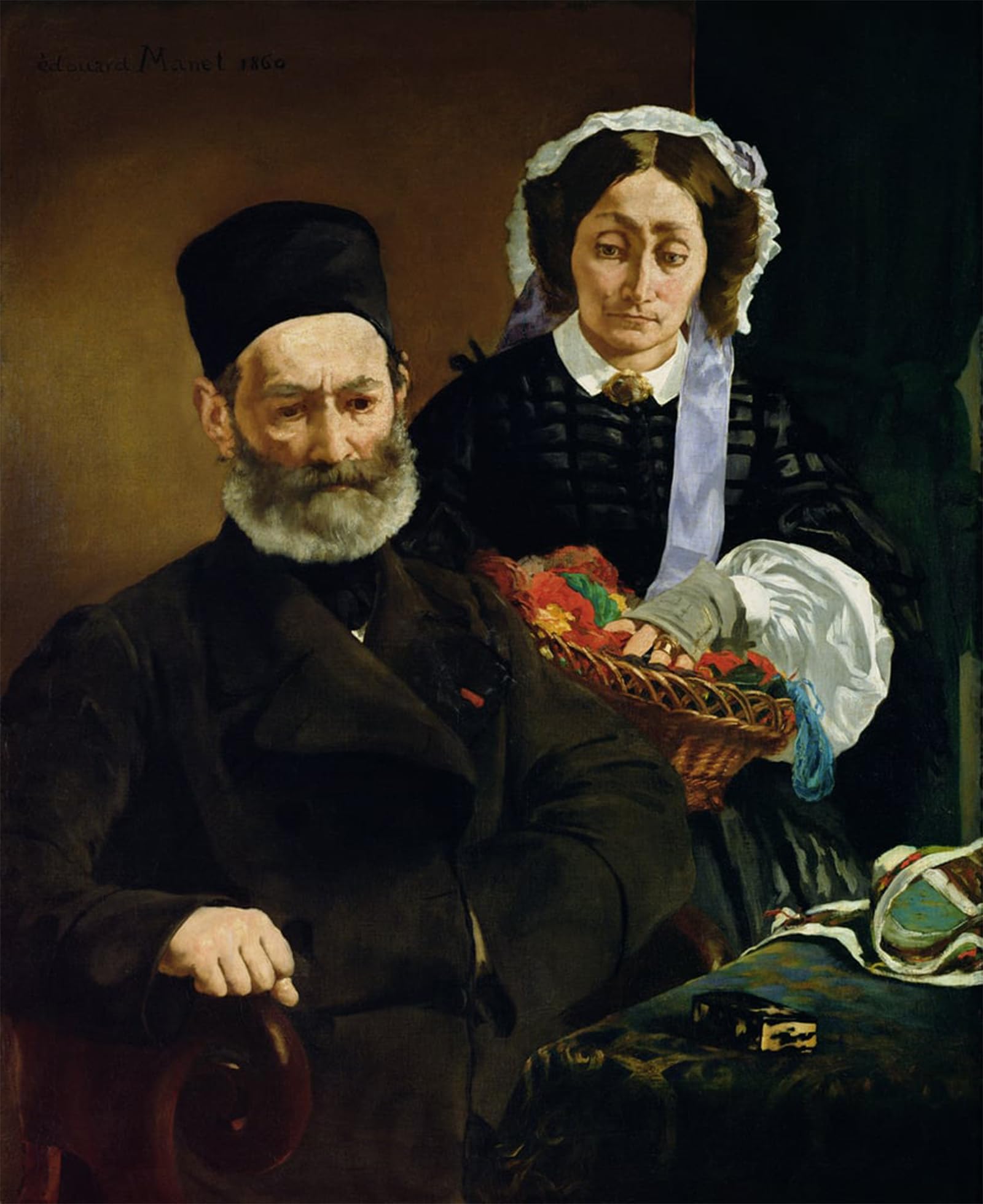 RZHRHJES Famous Painting Poster Art Canvas Print Retro Picture Portrait of Monsieur and Madame Auguste Manet by Edouard Manet Poster Wall Art for Home Decor 60x90cm