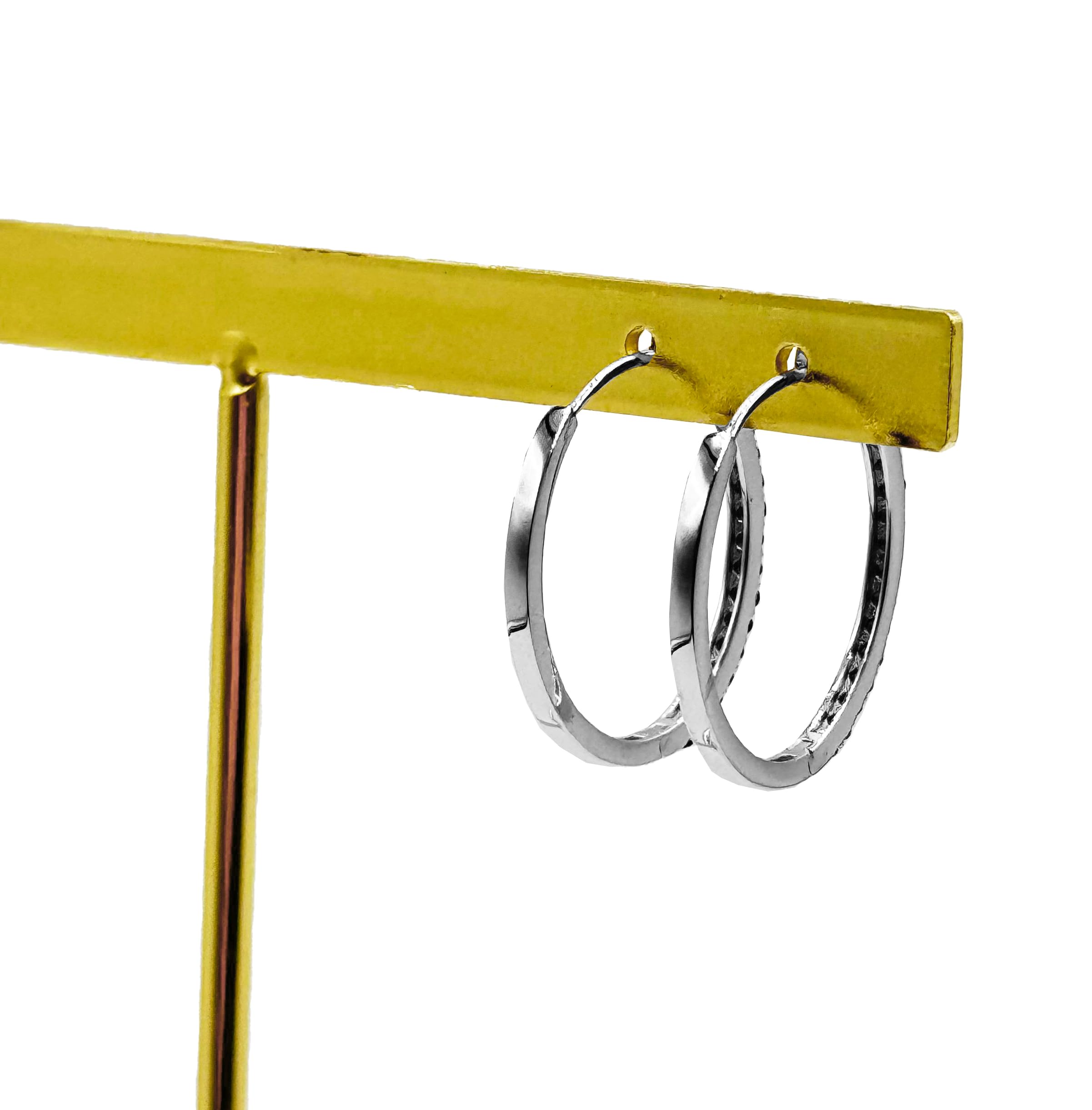 Coppia di Orecchini a Cerchio Rosso cerchietti strass in argento 925 rodiato - Hoops Collection