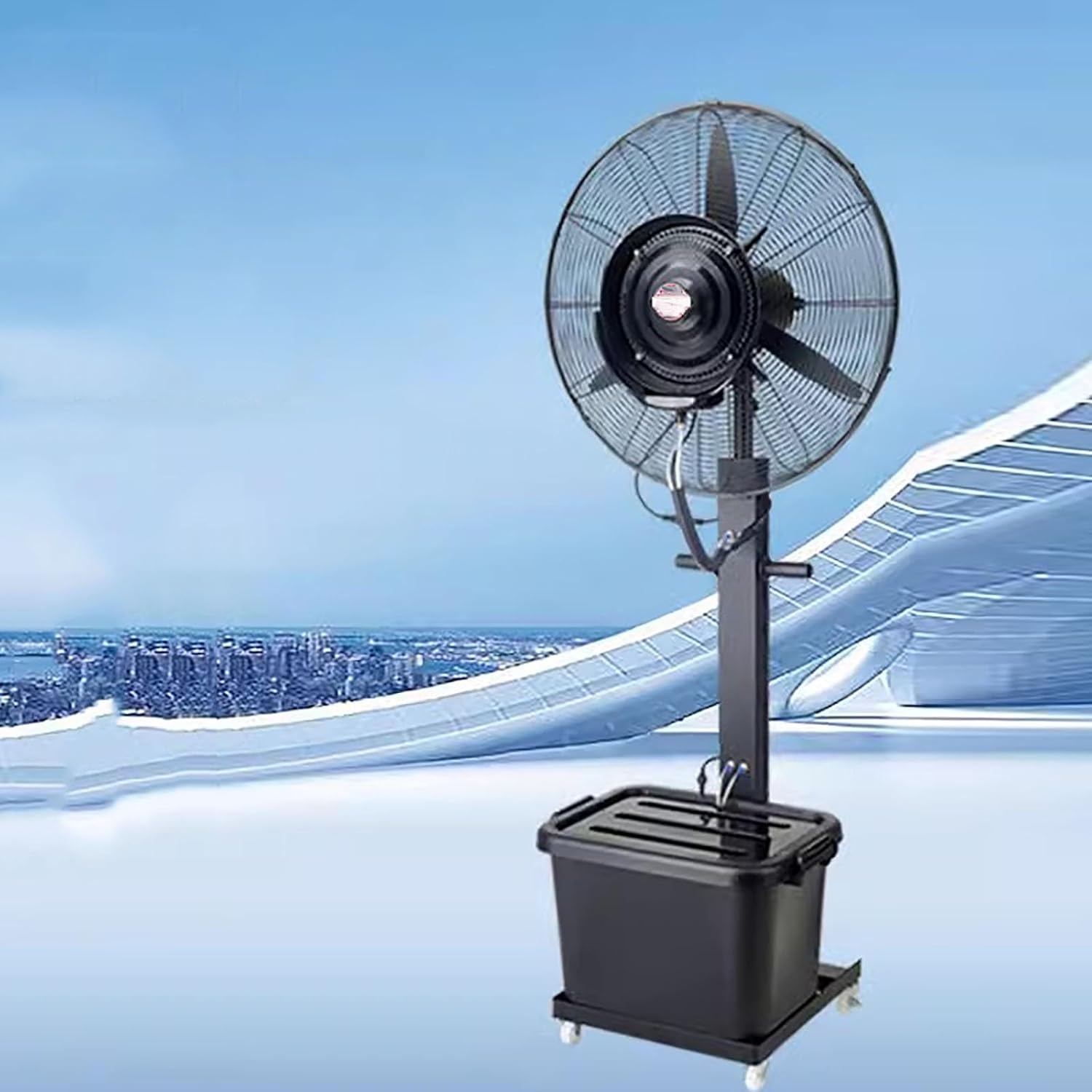 Cool Mist Fan 3-Cooling Speed Misting Fan, Outdoor Misting Stand Fan, 90° Oscillating Fan with 10 Gal Standalone Tank (Color : B 110V, Size : 71cm/28in)