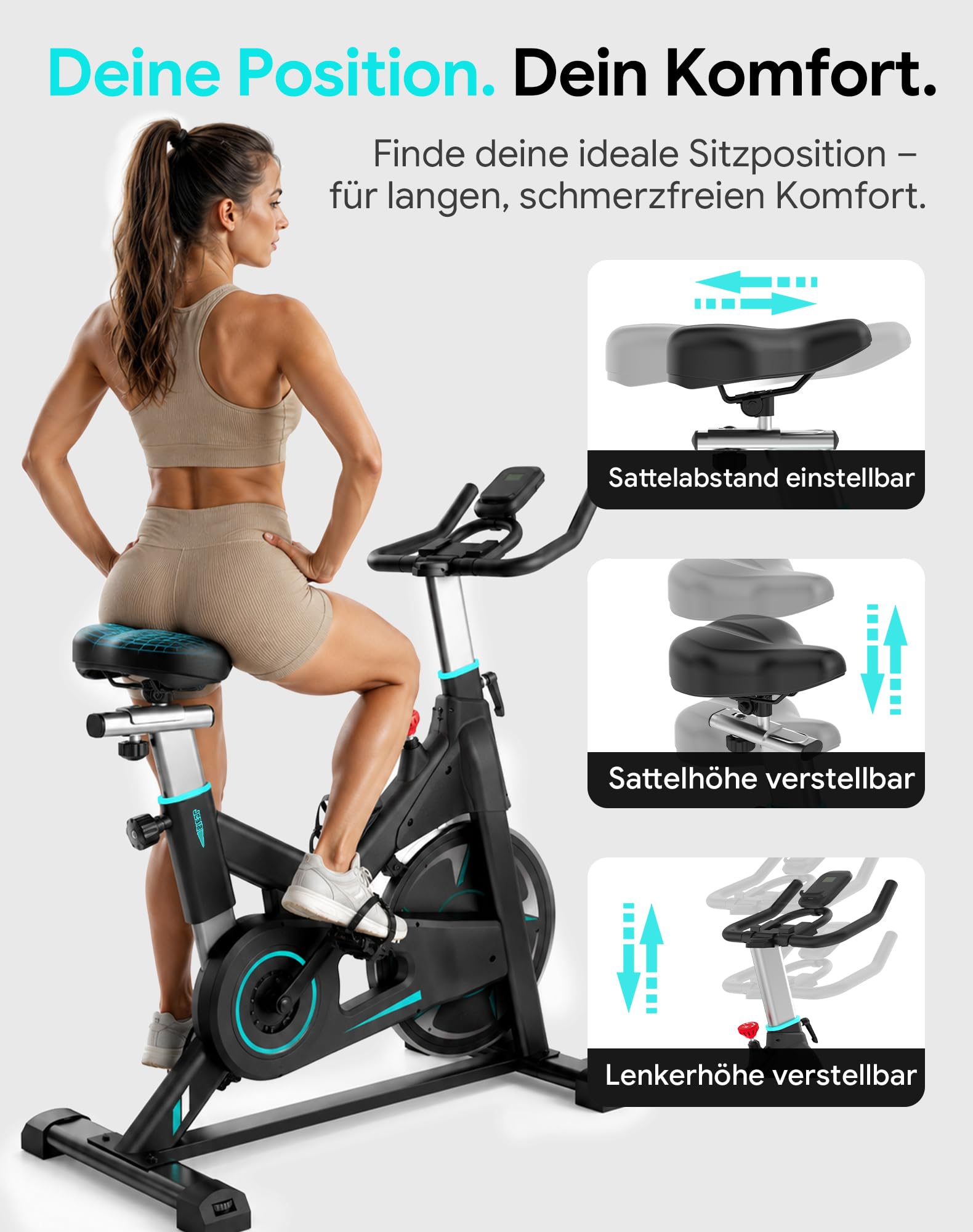 [2026 Update] WENOKER Heimtrainer – Flüsterleises Indoor Spinning Bike, Ergometer mit Magnetwiderstand, schwerem Schwungrad, LCD-Monitor, stationäres Fahrrad, Belastbar bis 160 kg