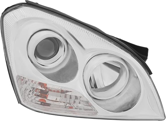Front Headlight Assembly For 2007-2008Kia Optima, Right Passenger Side Replacement, Halogen Headlamp Chrome Housing Clear Lens