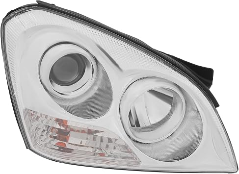 Front Headlight Assembly For 2007-2008Kia Optima, Right Passenger Side Replacement, Halogen Headlamp Chrome Housing Clear Lens