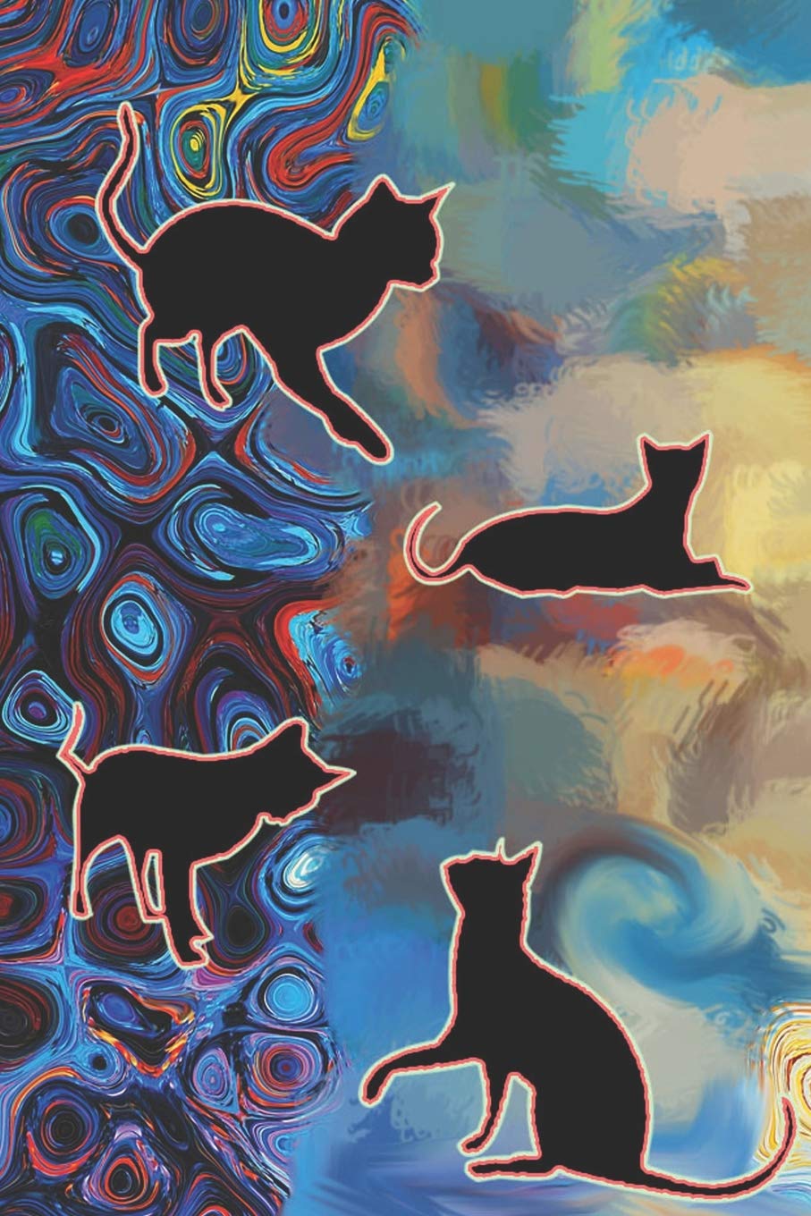 My Journal: Funky Black Cats Small Notebook with Blank College-Ruled Lined Paper