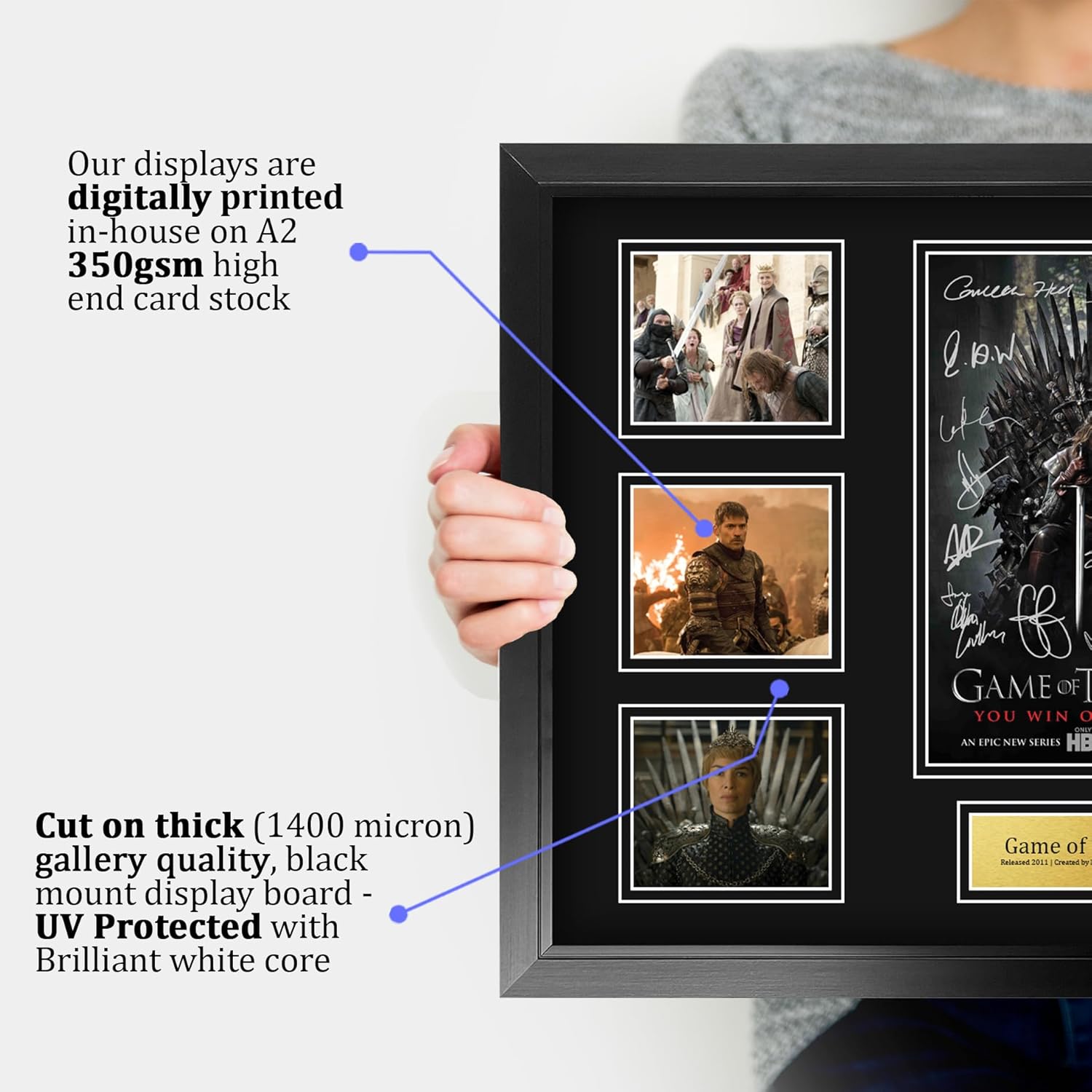 HWC Trading Game of Thrones Gifts Printed Signed Autograph Picture for TV Memorabilia Fans - A2 Framed