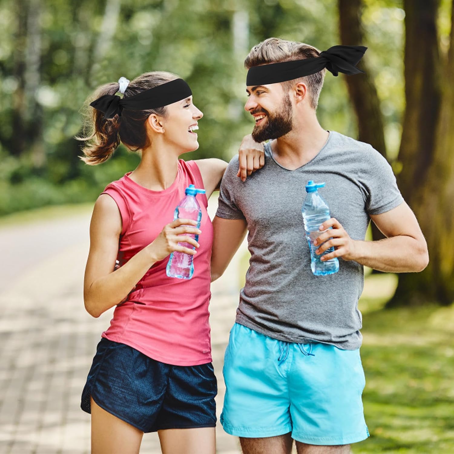 Generic 3pcs Sports Tie Headbands Sweat Wicking Head Tie Elastic Adjustable Karate Tennis Head Wraps for Running Fitness Workout