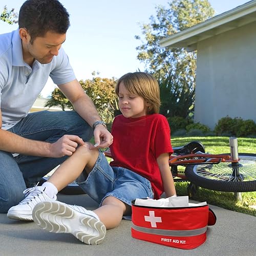 Miniatura 8 de Faylapa Bolsa vacía de primeros auxilios para el hogar, viajes al aire libre, coche, camping, senderismo, 10.2 x 5.5 x 5.5 pulgadas, bolsa de