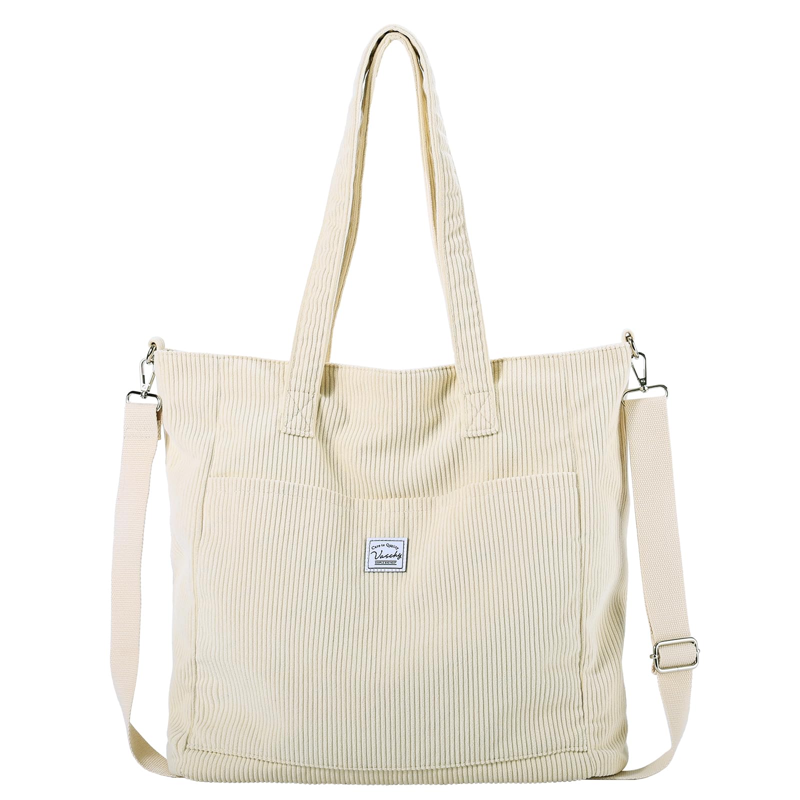 VASCHY Tote Bag, Borsa Donna Grande Borsa Università Donna Velluto a Coste Borsa Mare Borsa da Viaggio/Shopping/Lavoro/Ufficio/Scuola Regalo di Natale