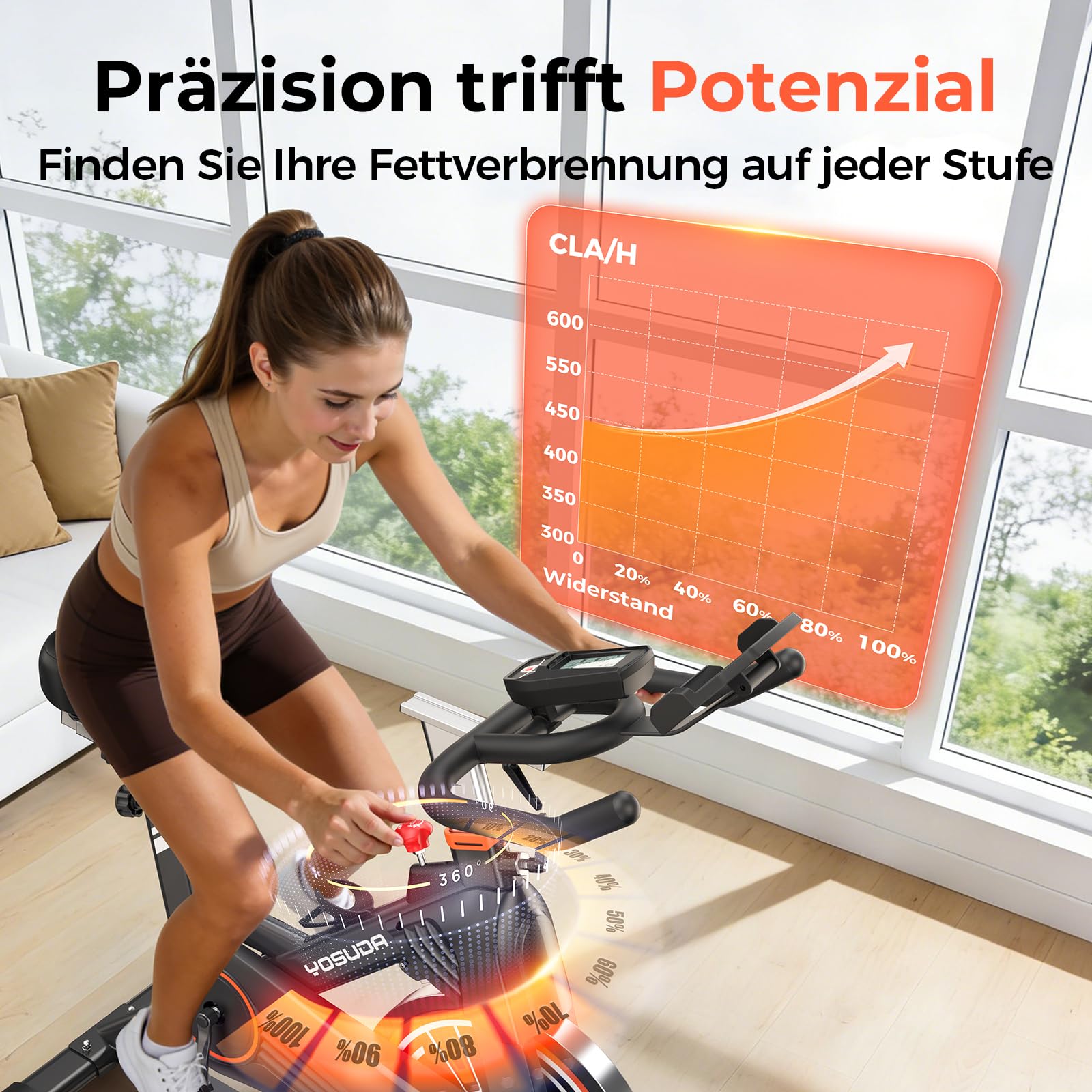 YOSUDA Heimtrainer Fahrrad, Leises Schwerlast Indoor Cycling Bike, 8KG Magnet-Schwungrad, Ergometer mit verbessertem LCD-Monitor mit 6 Fenstern, APP, Tablet-Halter, Bis 160KG