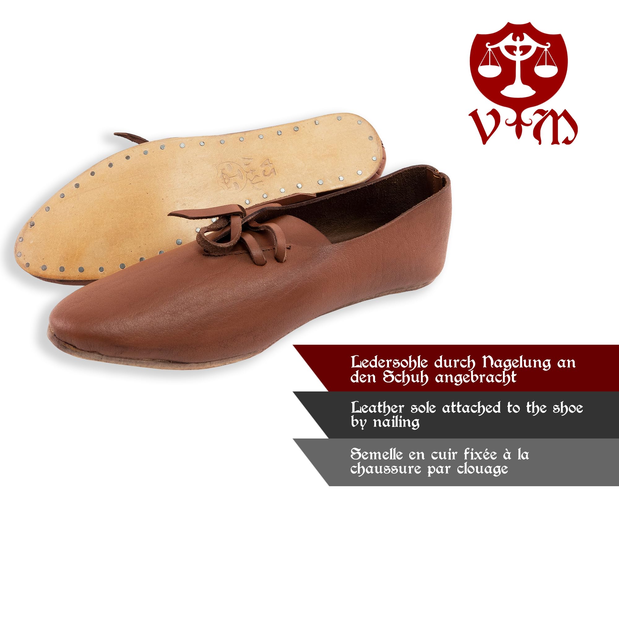 Mittelalter Halbschuhe mit Schnürung (Braun, EU Schuhgrößensystem, Erwachsene, Numerisch, M, 40)