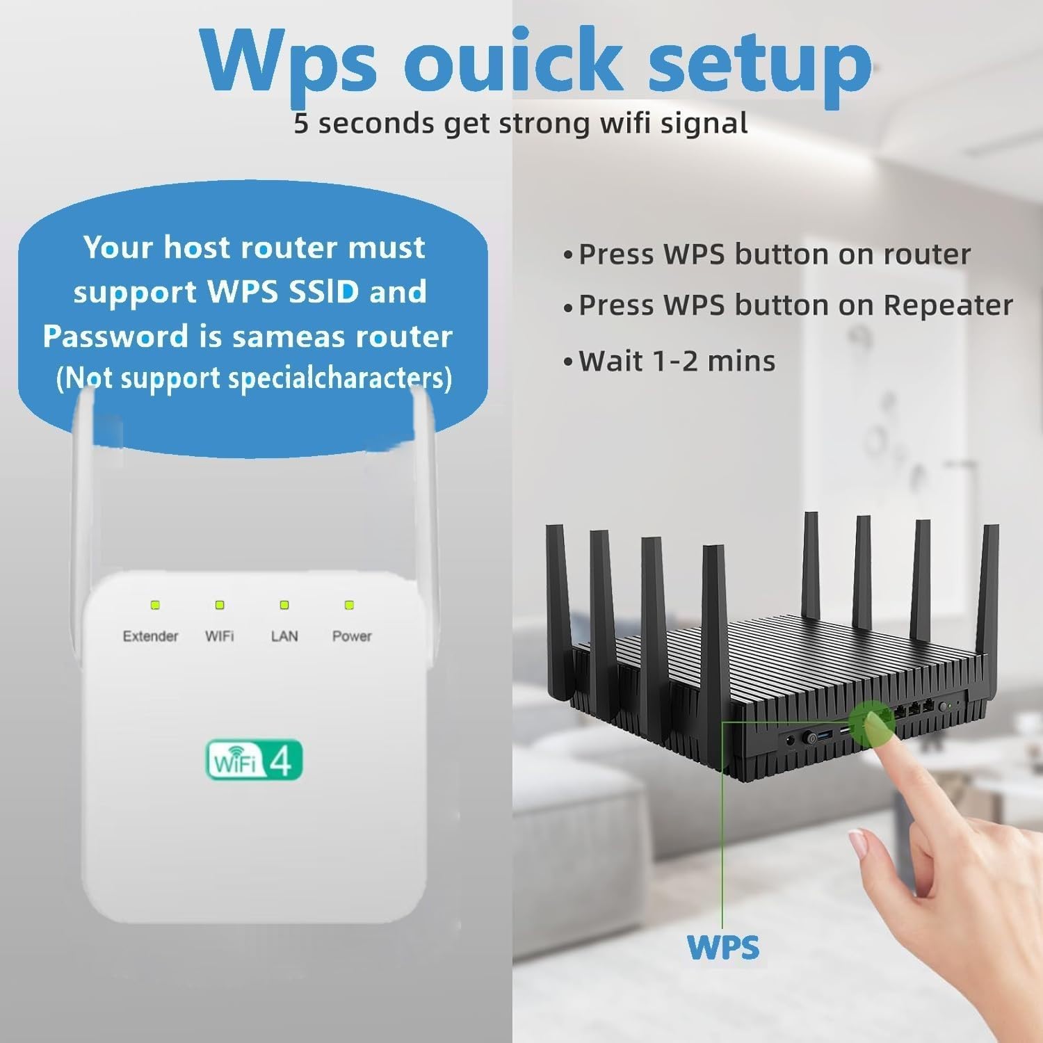 2026 WiFi Extender, WiFi Booster, WiFi Repeater, Covers Up to 4500 Sq.ft and 55 Devices, Internet Booster - with Ethernet Port, Quick Setup, Home Wireless Signal Booster（White） — view 6