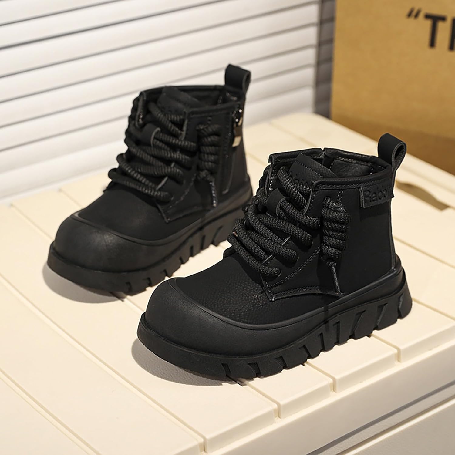 Water𝗽roof Side Zipper Boots for Kids Winter Warm Outdoor Ankle Booties Toddler Hiking Walking Rubber Shoes