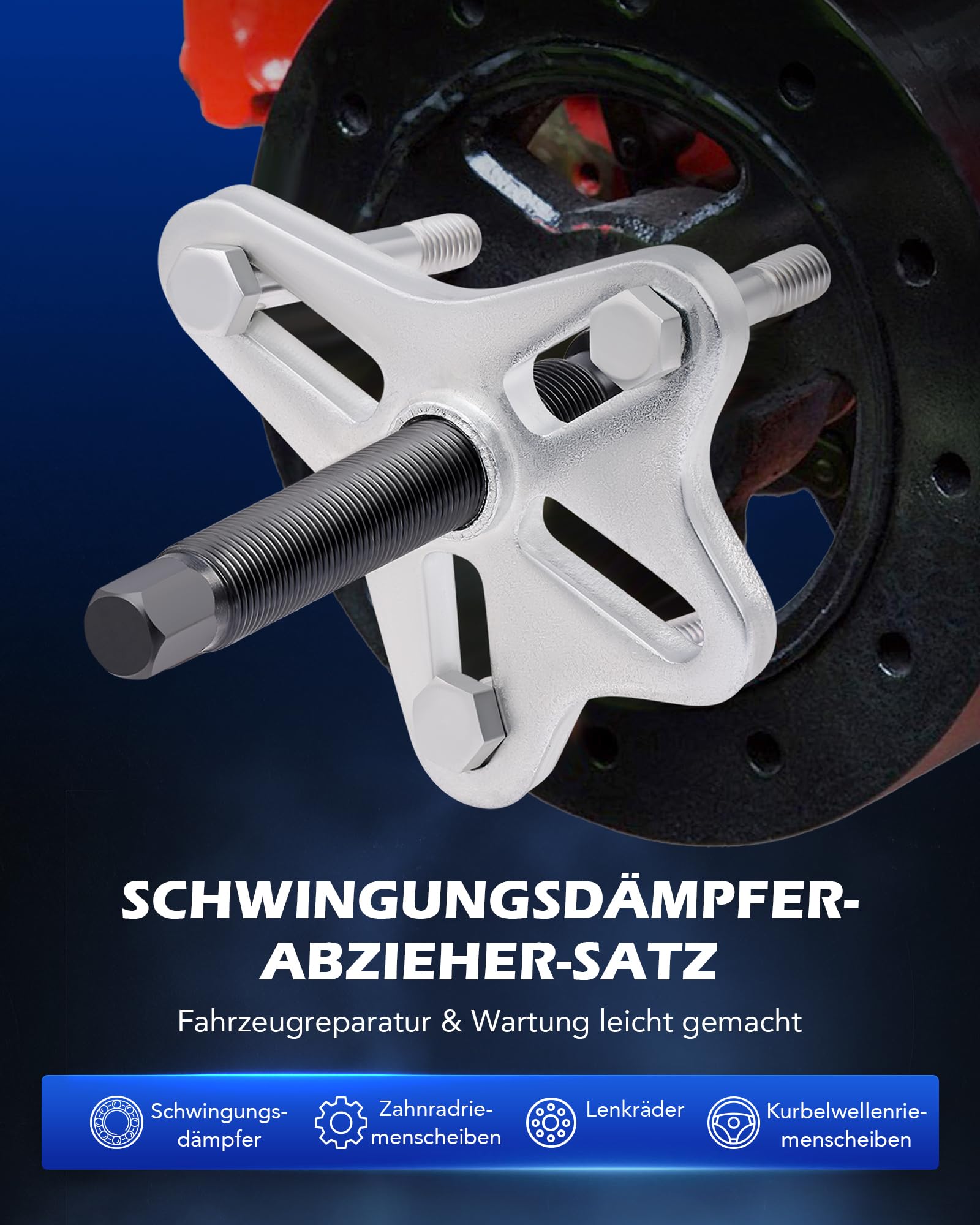 Orion Motor Tech Polradabzieher Set 49-teilig, Abzieher für Harmonie-Balancer, Lenkrad und Kurbelwellen-Riemenscheibe, Antriebswellen Ausdrücker Kit für PKW und SUV