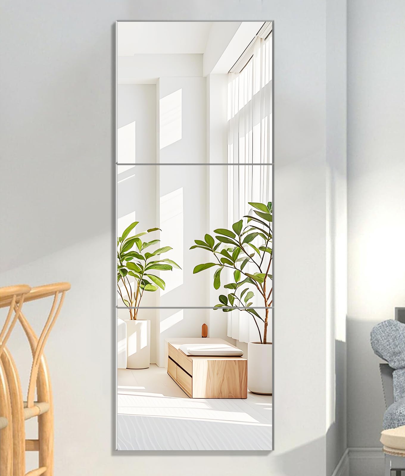 Specchio da Parete Adesivo Specchio Autoadesivo Adesivo Grande Specchio da Parete Rettangolare per Camera da Letto, Bagno, Cabina Armadio, Soggiorno