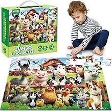 BenBen Large Floor Puzzle for 3 4 5 Years, XXL Puzzle 48 Pieces, 90 x 60 cm, Gift for Children and Girls, Carpet Puzzle Children Figures Farm