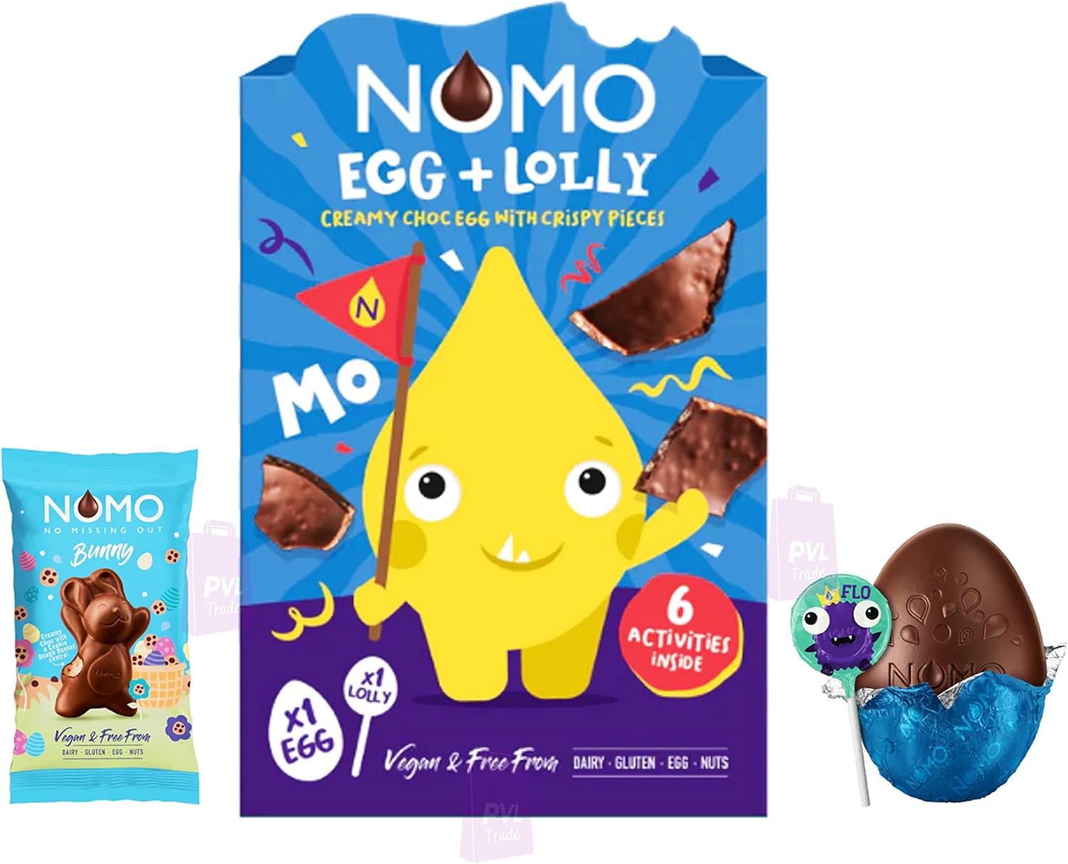 Vegan Milk Chocolate Easter Egg with Lolly and Chocolate Easter Bunny