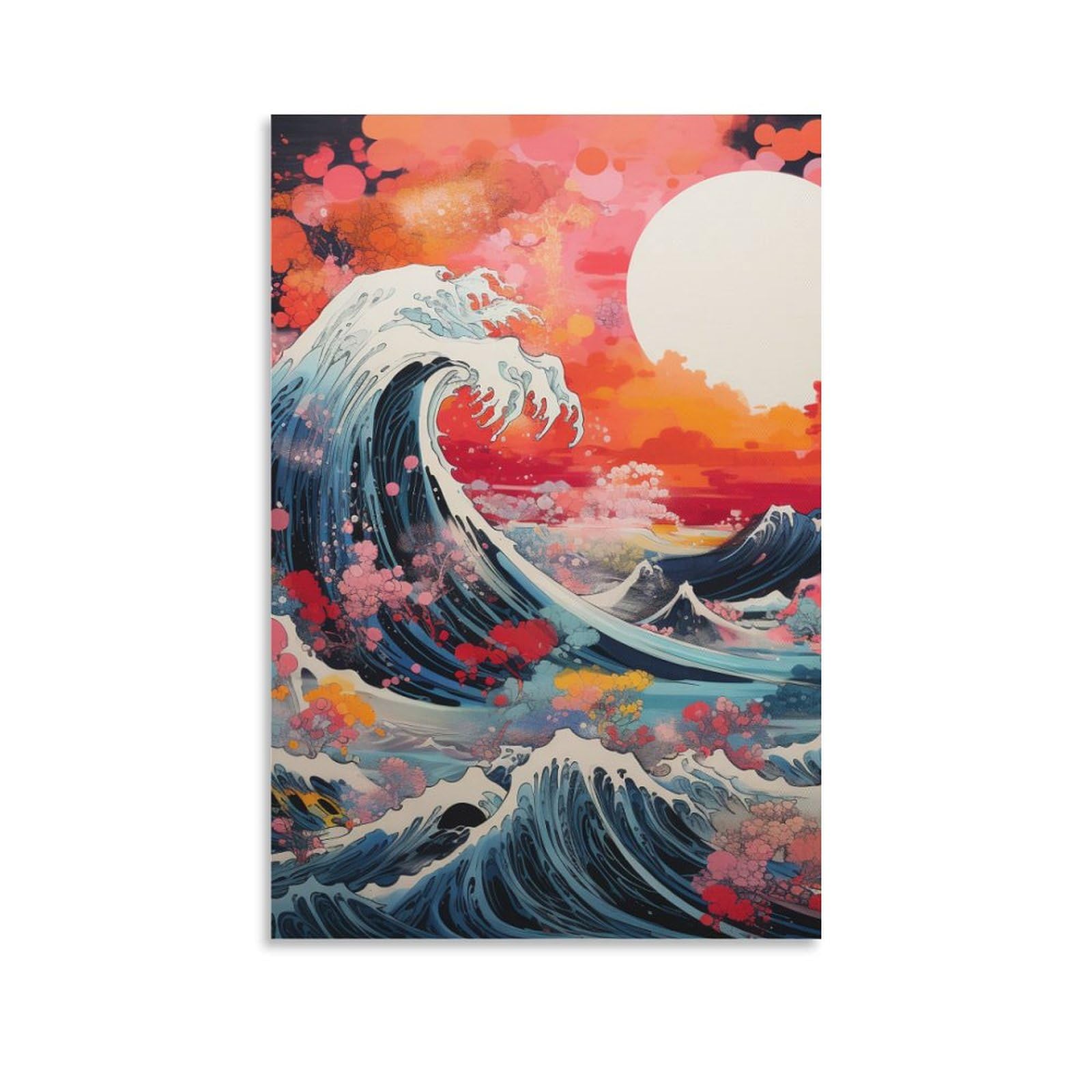 Cuadro en lienzo de olas estilo japonés 50x75cm para decoración de salón 6