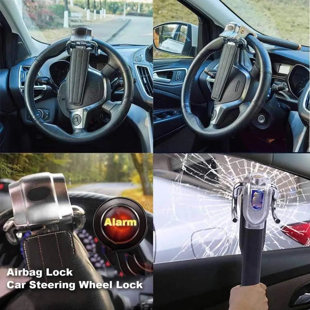 Bloqueo antirrobo para volante de coche, cerradura seguridad plegable acero aleación atrevida, protección en T, bloqueo viaje Barra Bloqueo Volante