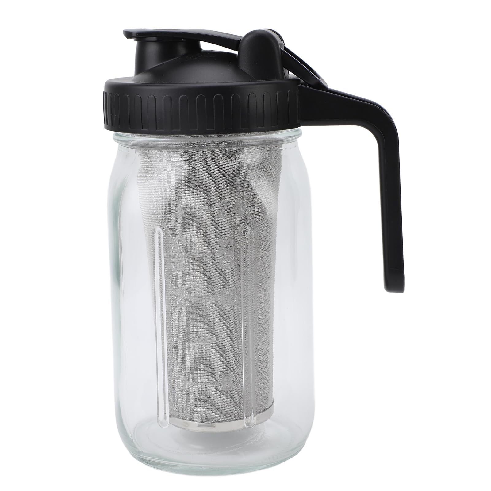 Carafe en Verre pour Cafetière à Froid avec Filtre en Acier Inoxydable et Couvercle Bec, 1000ml