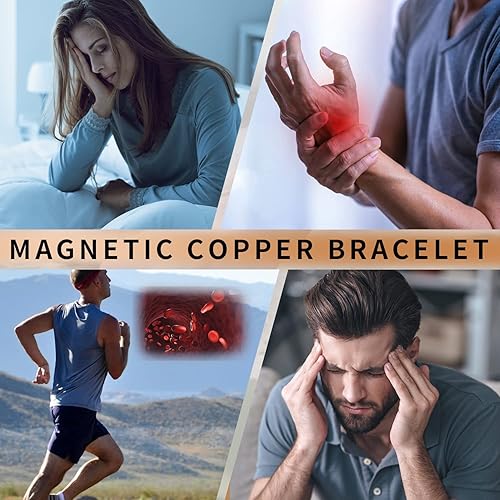 Miniatura 9 de MagEnergy Pulsera de cobre para hombre, 99.9% de cobre, pulsera magnética ajustable, regalo de joyería