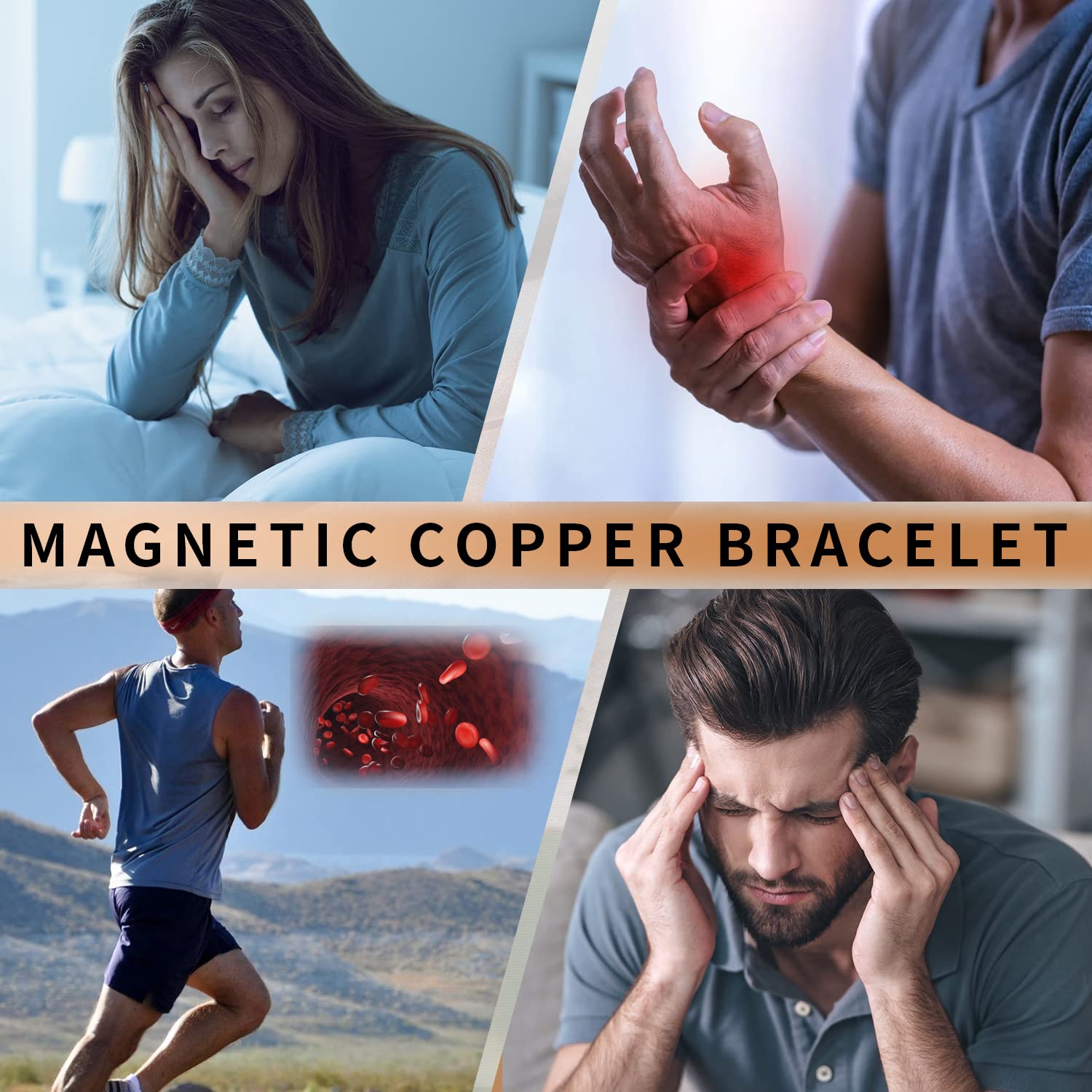 MagEnergy Copper Bracelet for Men and Women, 99.9% Pure Copper Magnetic Bangle with 8pcs 3500 Gauss Magnets, Adjustable Jewelry Gift - Image 3