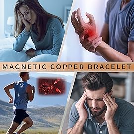 MagEnergy Copper Bracelets for Women, 99.9% Pure Copper Vintage Flower Magnetic Bangle with 3500 Gauss Magnets,6.8 Adjustable Cuff Jewelry Gift (2pcs)