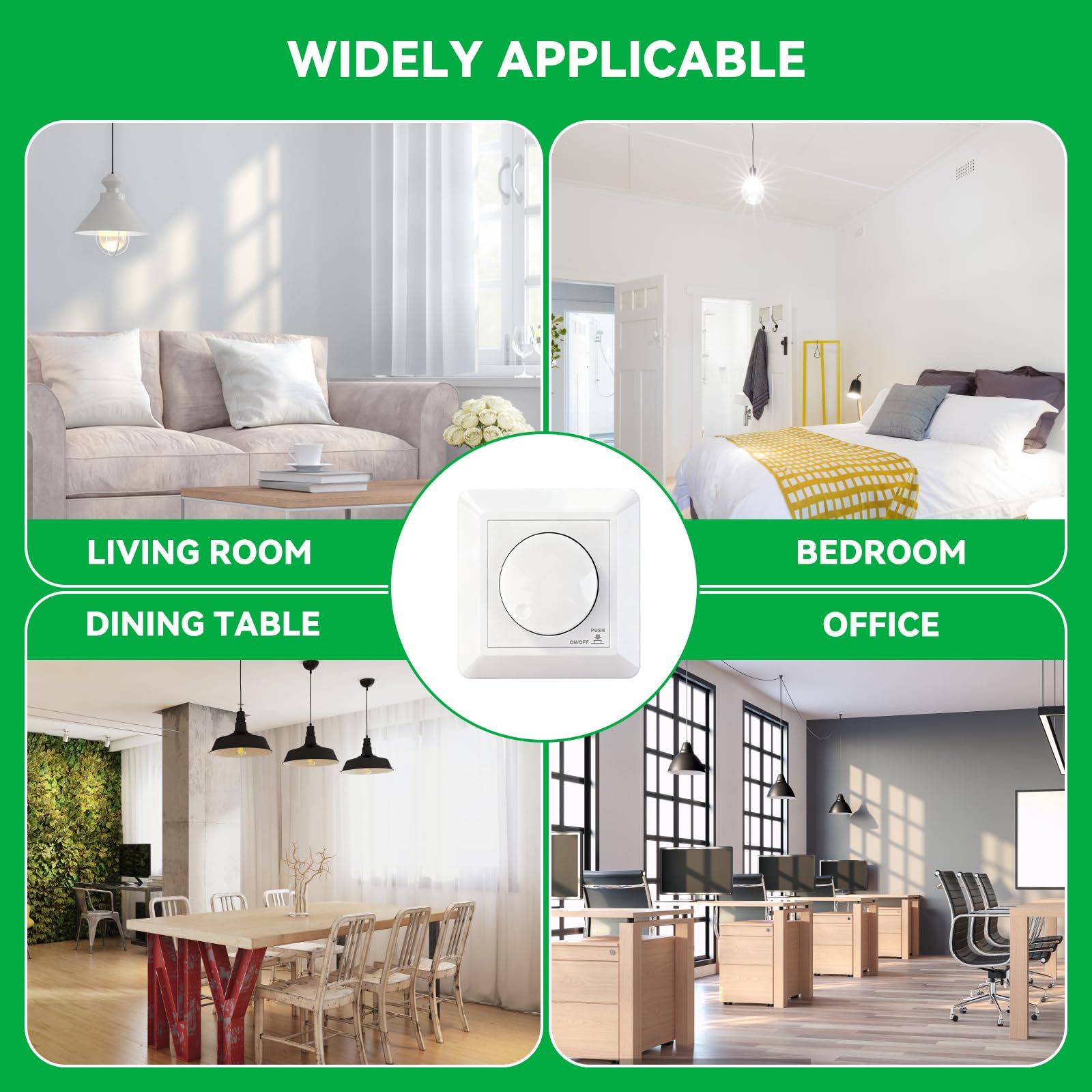 BuyWeek Dimmer LED 230v Regulador de Luz 5-400W Controlable Dimmer Regulador de Intensidad para LED Monocromáticos Regulables Bombillas Incandescentes y Bombillas Halógenas 85.8*85.8*43.9mm BQ-TTDIM