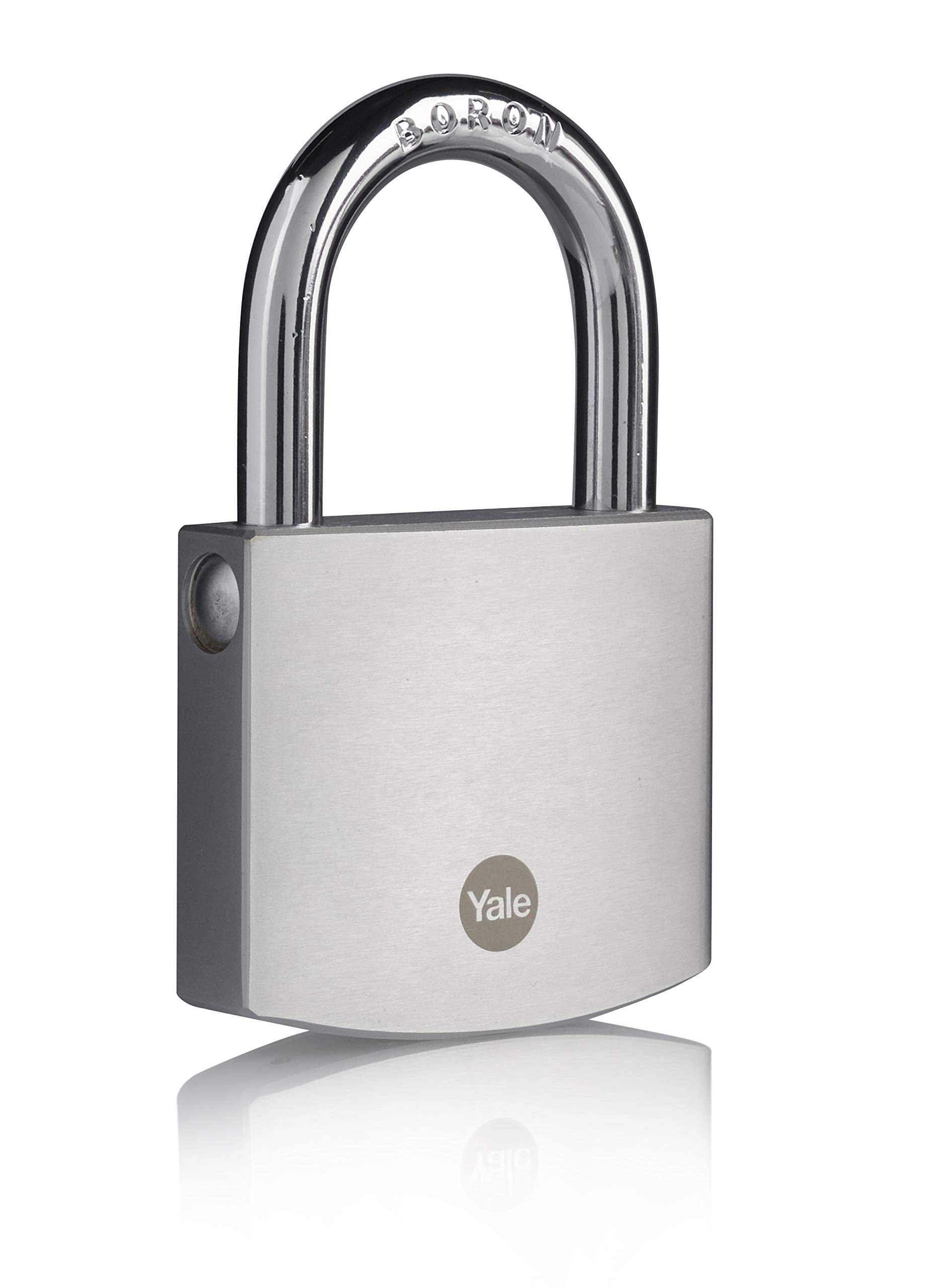 Yale Y120DB/60/135/1 - Lucchetto Alta Sicurezza in Ottone Cromato 60 mm, Arco in Boro, Doppia Chiusura, Resistente per Esterno, Testato EN12320, per Garage e Cancello