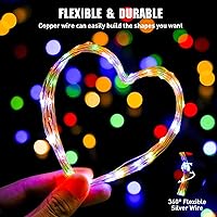 Vista 5 de JMEXSUSS Paquete de 4 unidades de 50 luces LED multicolor de hadas operadas por batería, cada una de 16 pies, luces de Navidad multicolor