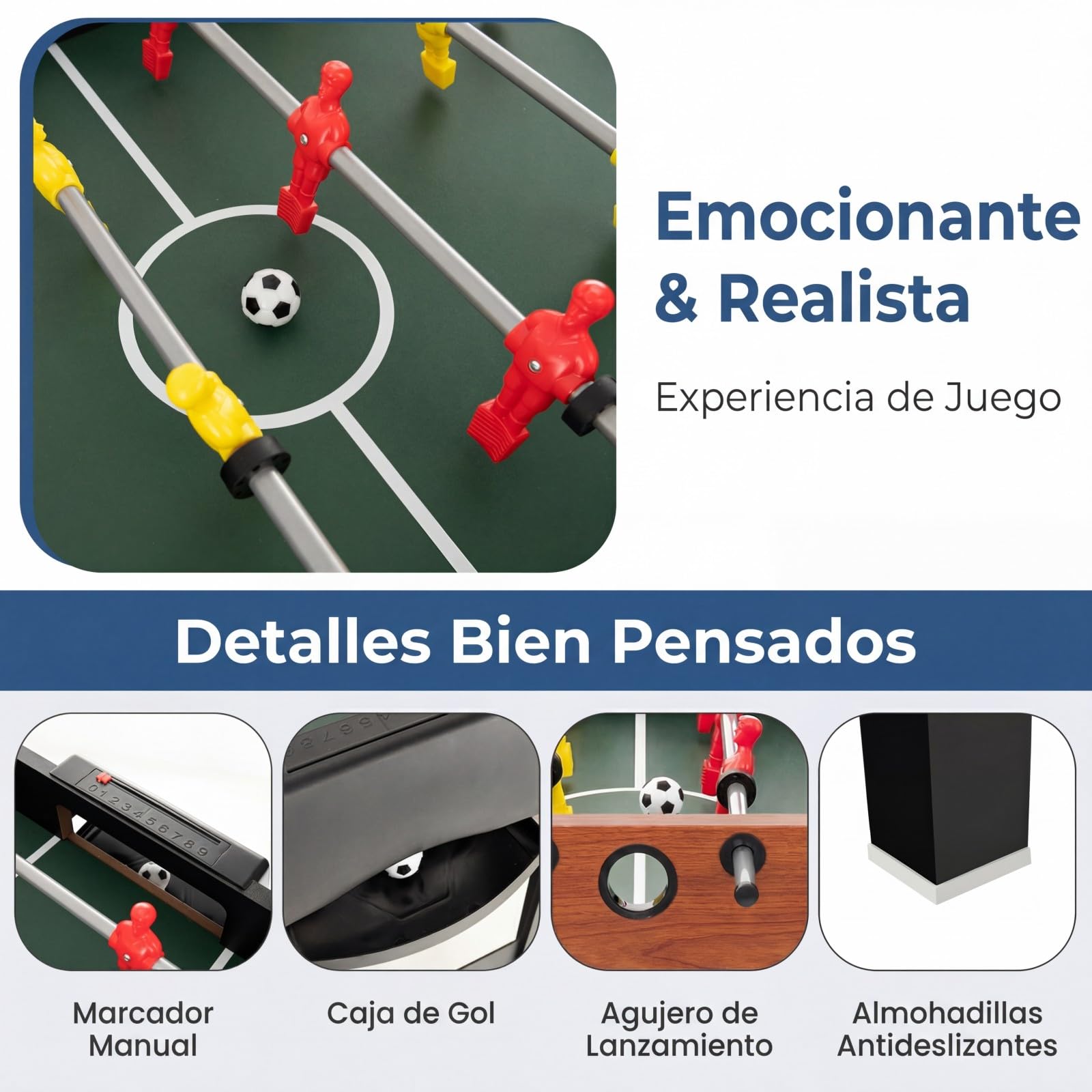 COSTWAY Futbolin, Billar, Hockey, Mesa de Tenis, 4 en 1 Mesa de Multijuegos con Patas y Accesorios, Futbolines para Niños y Adultos para Sala de Juegos, Bares, 125 x 97 x 83 cm