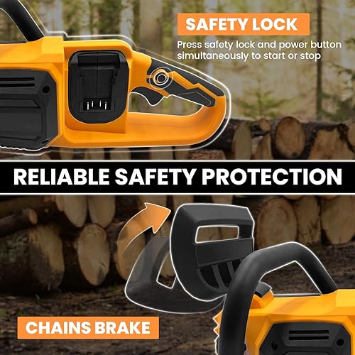 Miniatura 5 de Motosierra inalámbrica de 16 pulgadas, 40 V (2 x 20 V máximo), compatible con batería Dewalt, engrasador automático, motosierra sin escobillas para