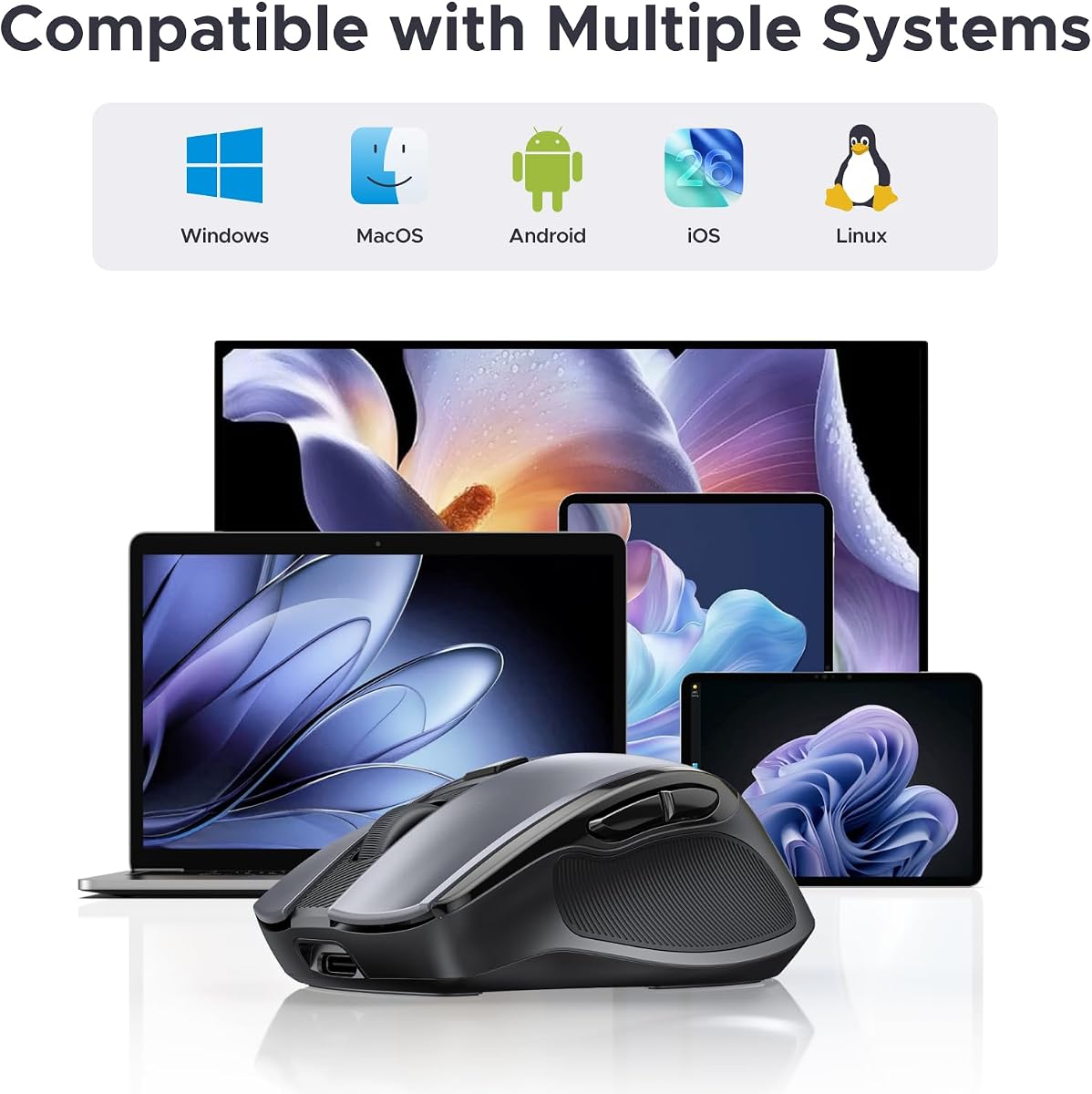 UGREEN Wireless Mouse, Bluetooth Mouse&2.4GHz Dual Modes, Fast-rechargeable & Ultra-long Battery Life, 40dB Silent Computer M — view 5