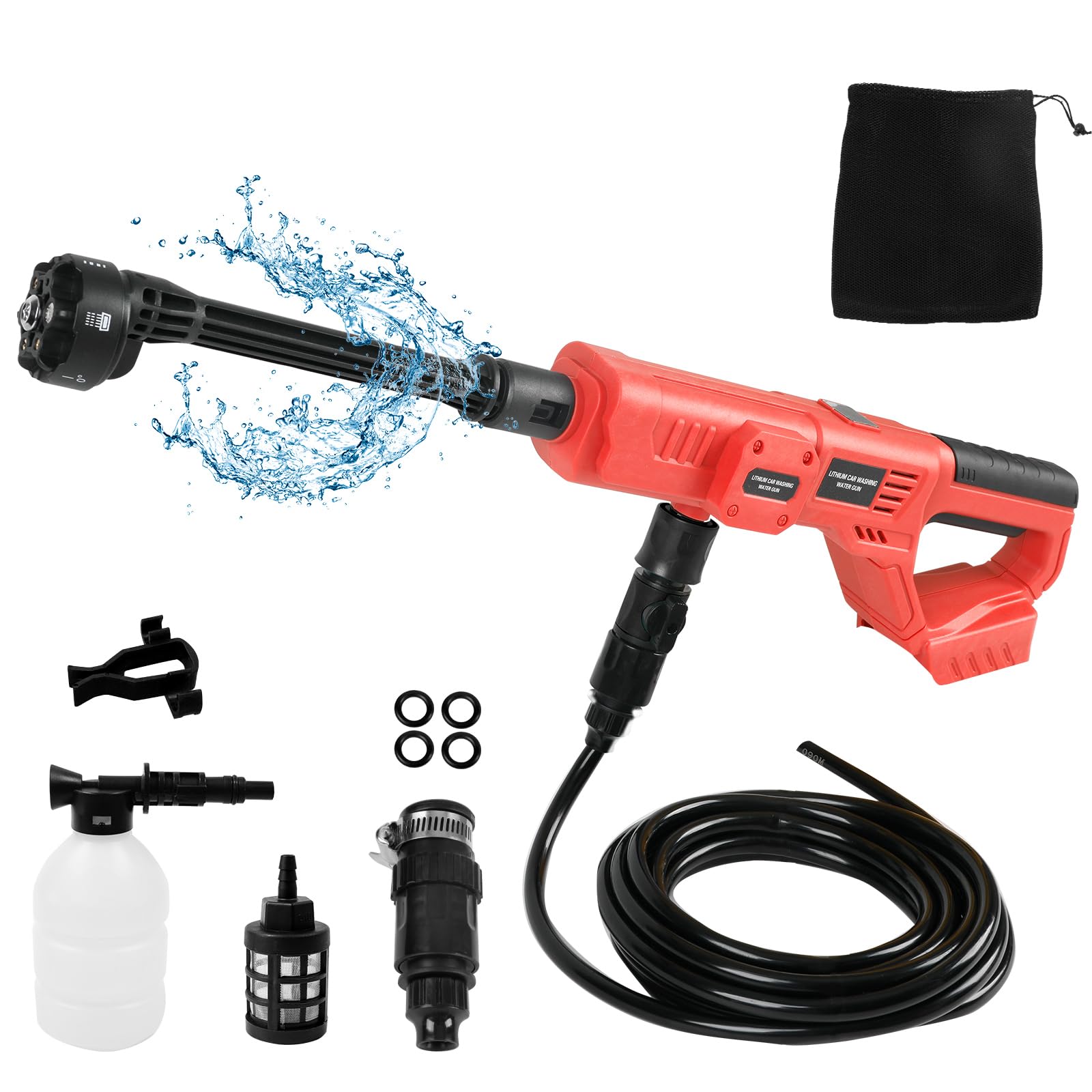 Limpiador de Alta presión con batería 6 en 1 Compatible con batería Milwaukee de 18 V, 1000 PSI Pistola de Limpieza a presión portátil para Coches, Ventanas, césped, Jardines, Piscinas, Pantalones de