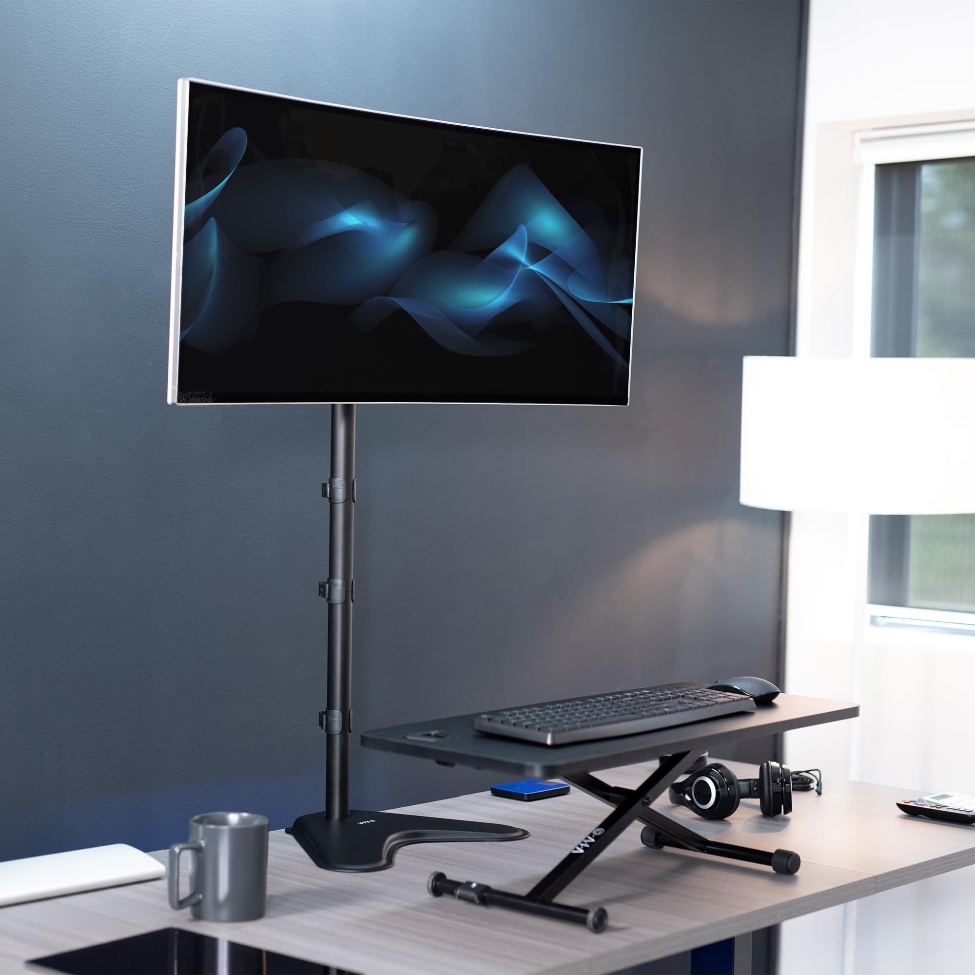 VIVO Extra groß einzigen LCD-Computer-Monitor freistehende verstellbare Tischständer für einen Bildschirm 13" bis 27" (Stand-v011h)